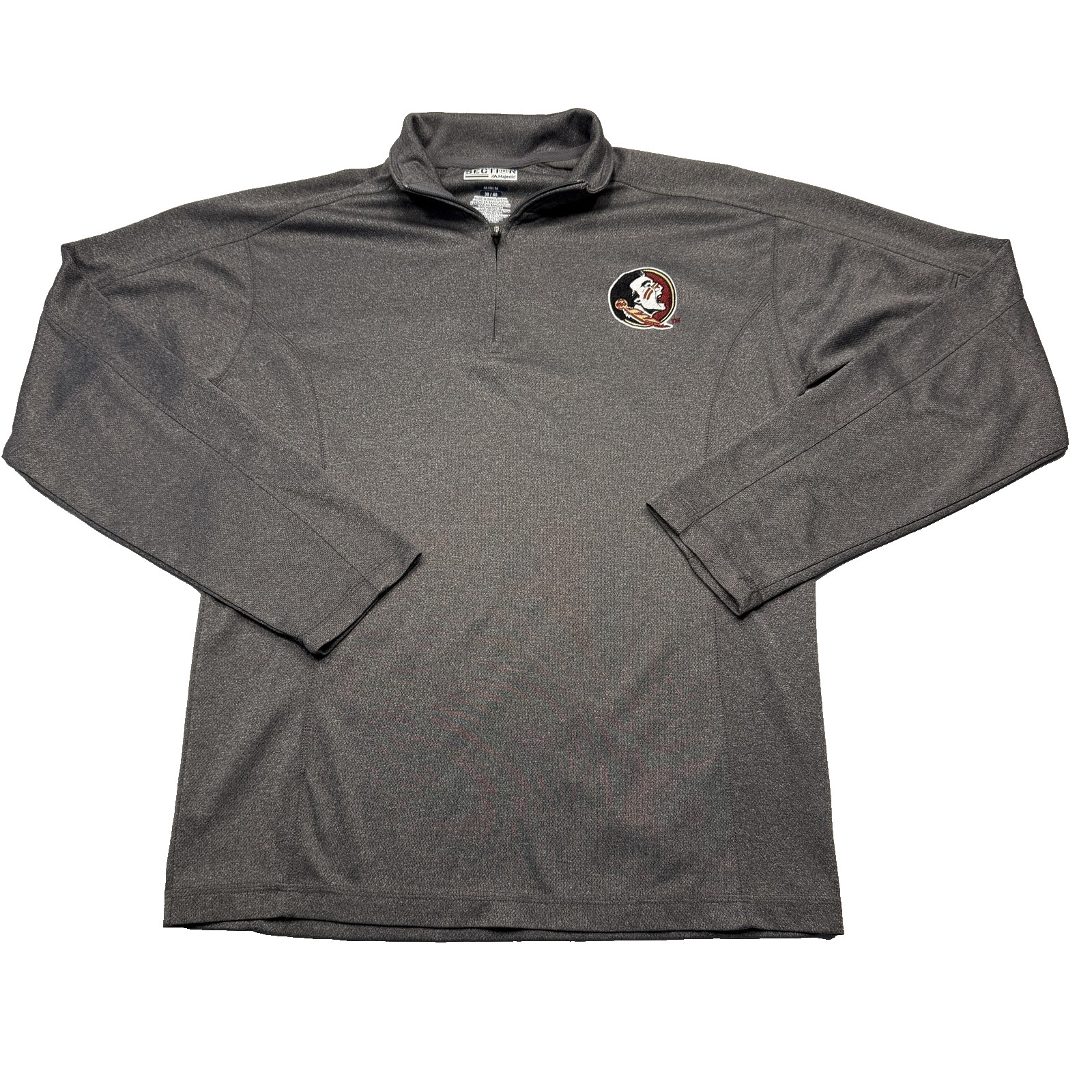 Florida State Seminoles Shirt Mens Medium Gray 1/4 Zip Pullover Majestic Golf