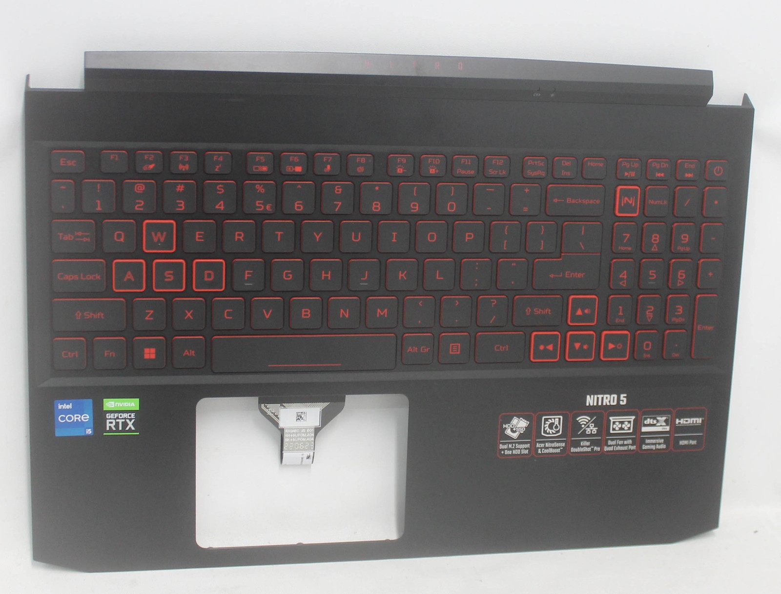6B.QB9N2.001 Acer Nitro 5 AN515-45 Palmrest Keyboard US Backlit Grade A