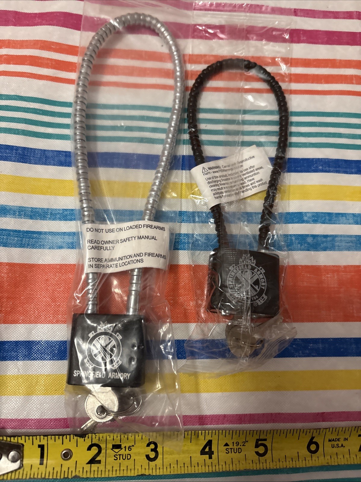 Lot Of 2 Springfield Armory Firearm Pistol Rifle Cable Lock With Key Look !!