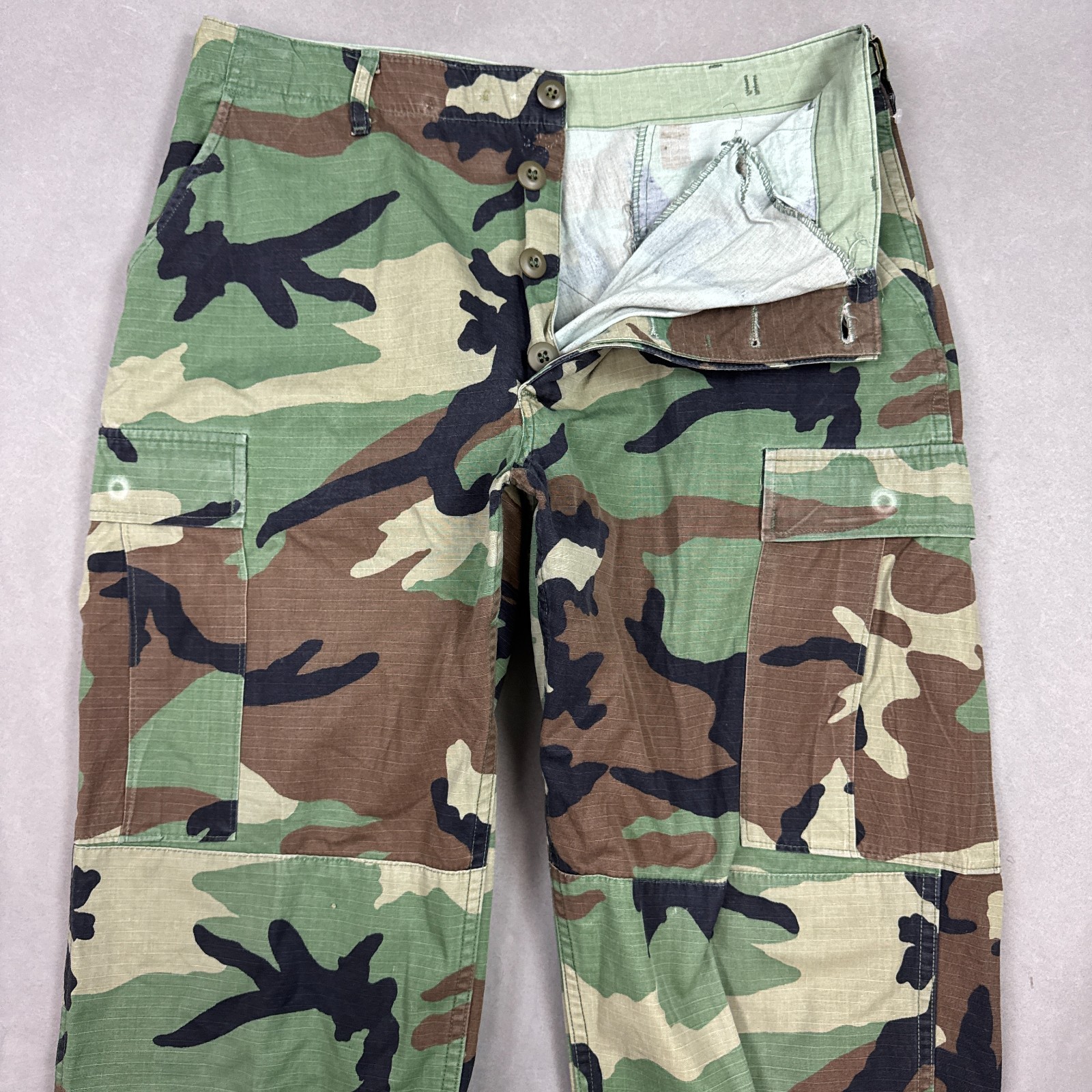 Vintage US Military Pants Mens Medium Long Camo Woodland Cargo Trouser 34x34