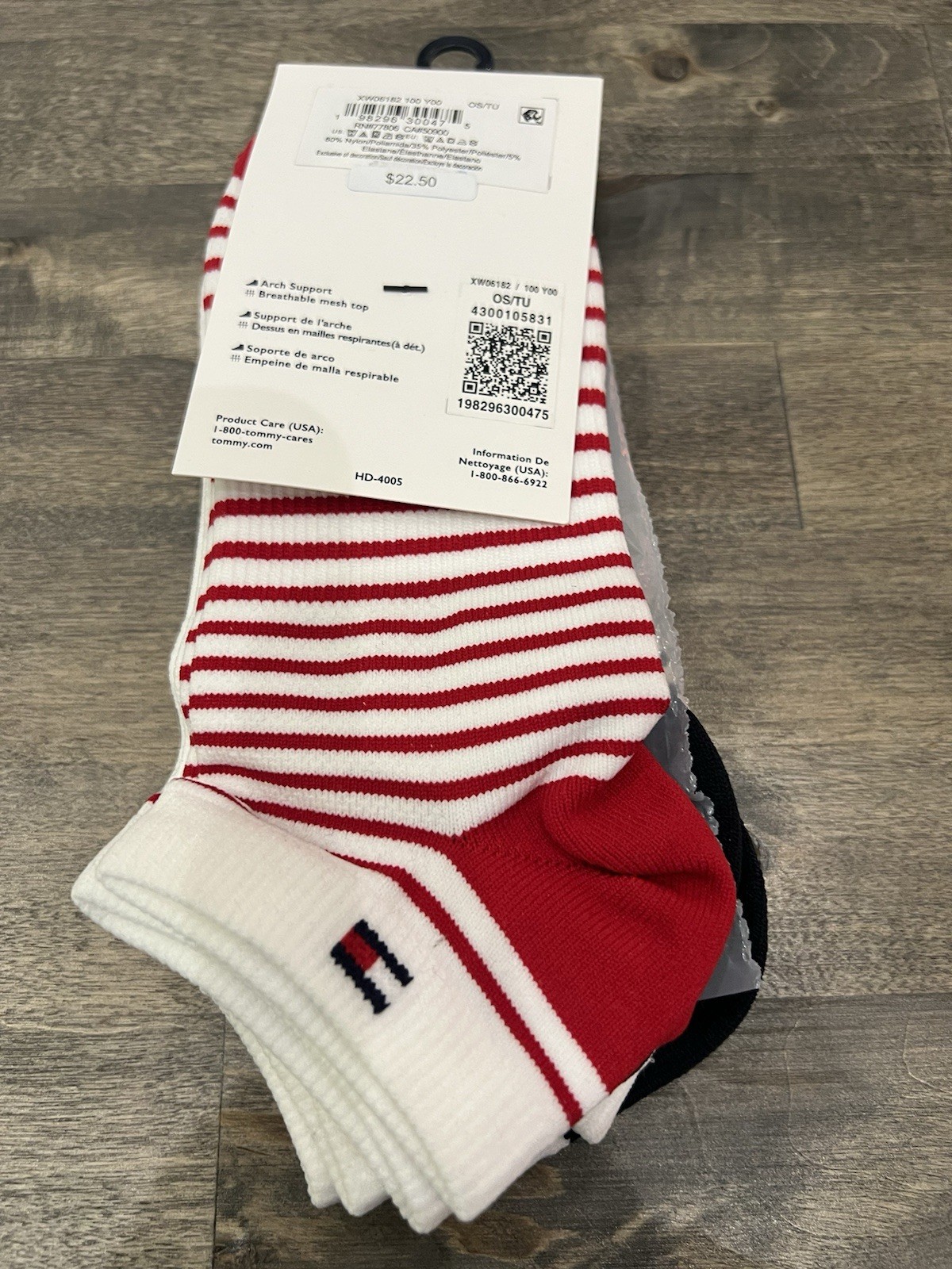 New Tommy Hilfiger Cushion No Show Athletic Sneakers Liner Socks 3 Pack 7-12