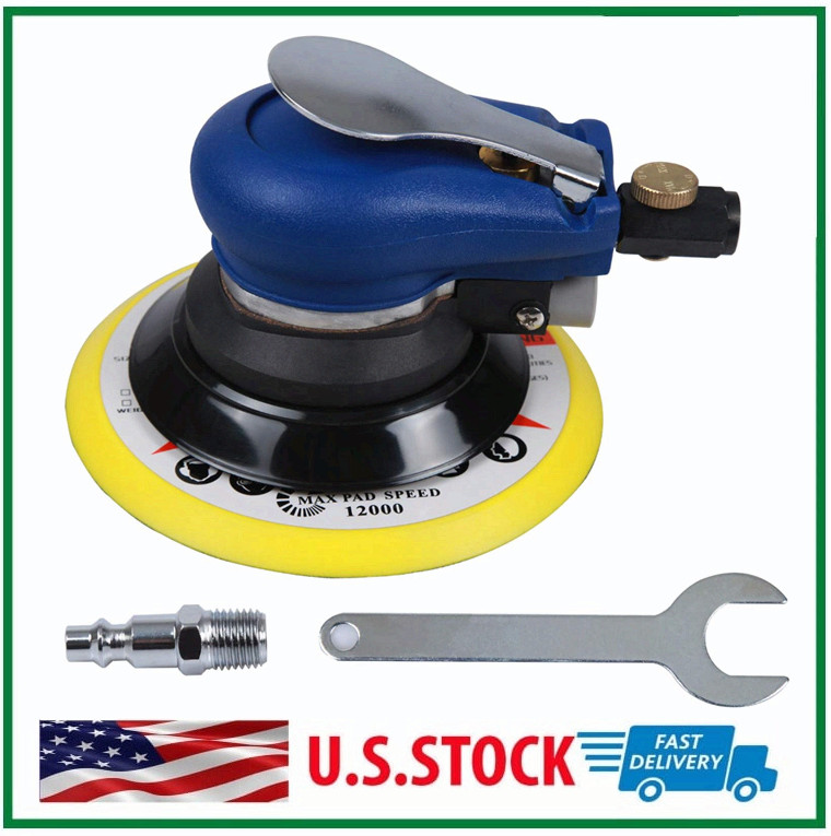 6" Air Palm Sander, Pneumatic Polisher Speed Adjustable Grinding Sanding w/ Pad