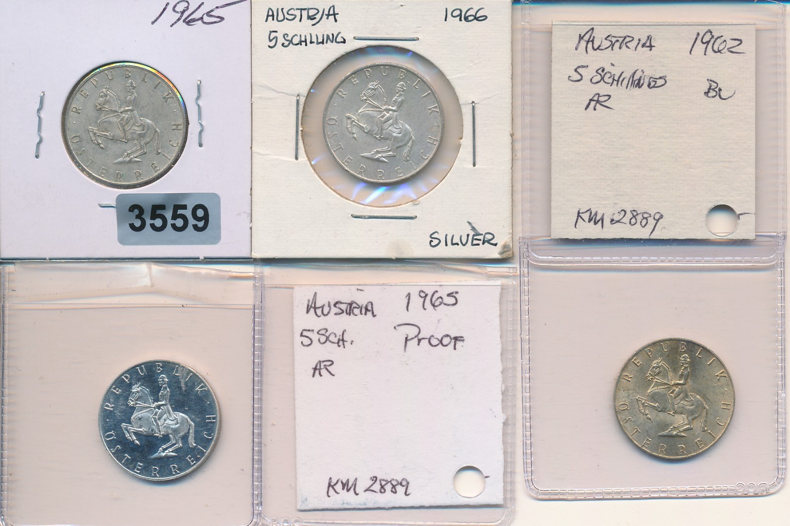 AUSTRIA COIN COLLECTION - 4 SILVER HORSE 10 SHILLINGS -#3559