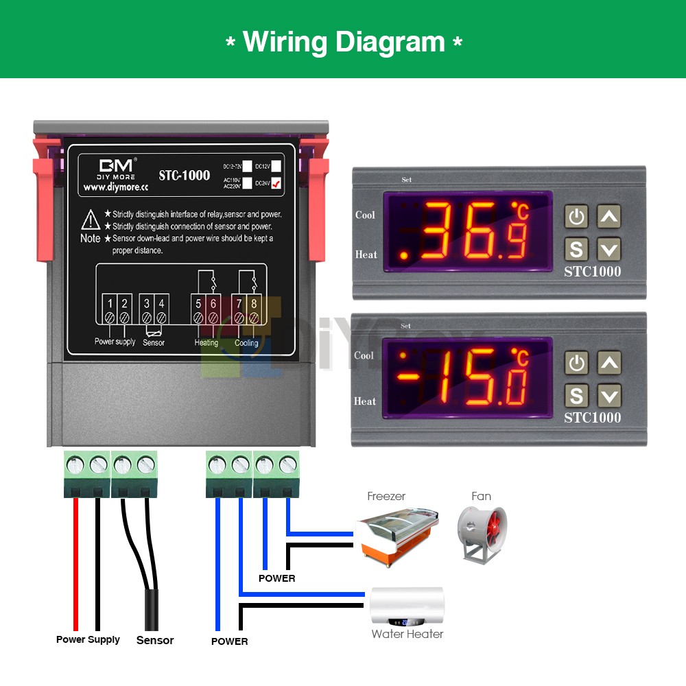 DC24 STC-1000 Digital Temperature Controller Thermostat Control Sensor Probe NTC