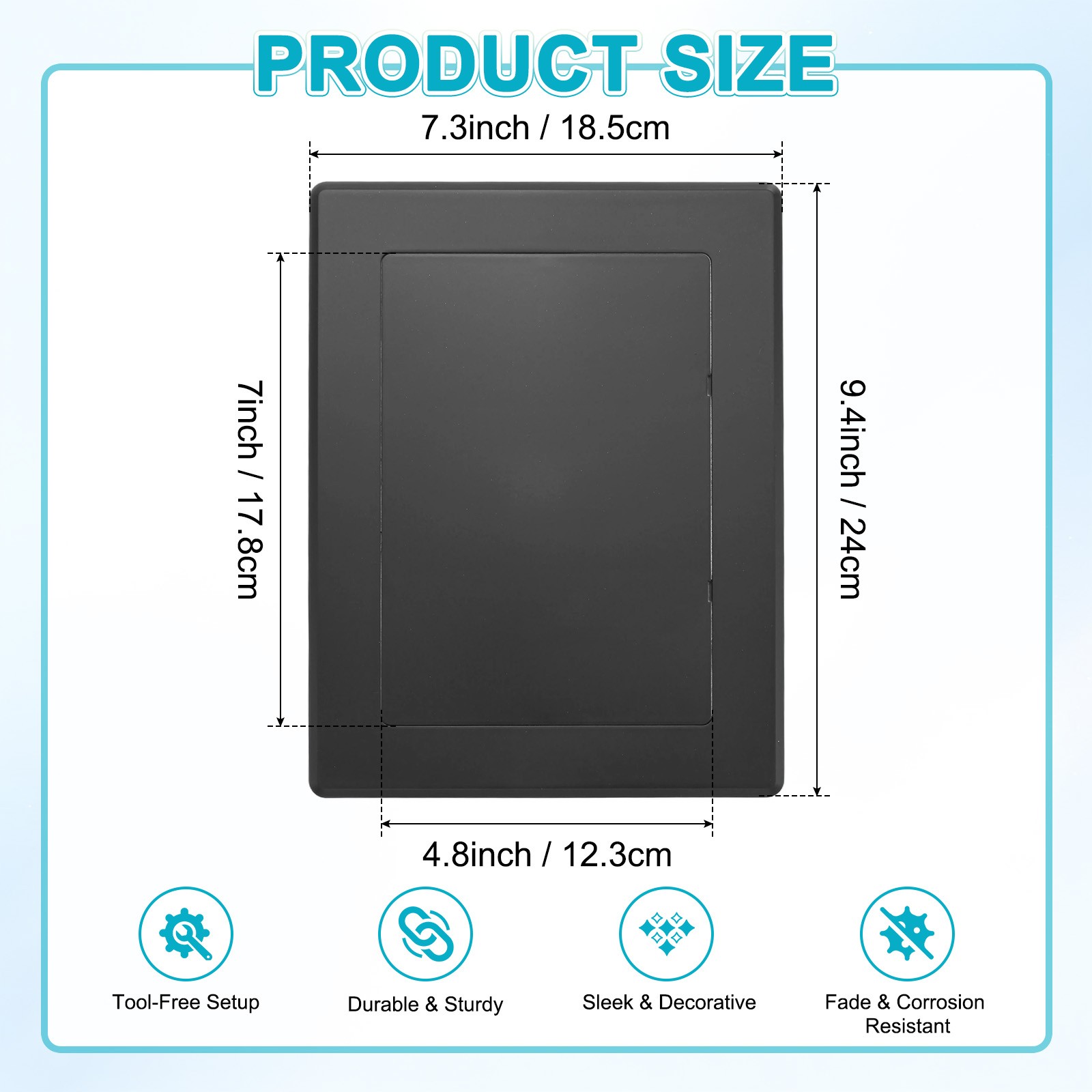 1-Pack Access Panel for Drywall, 7x5" Plastic Removable [Black, Rectangle]