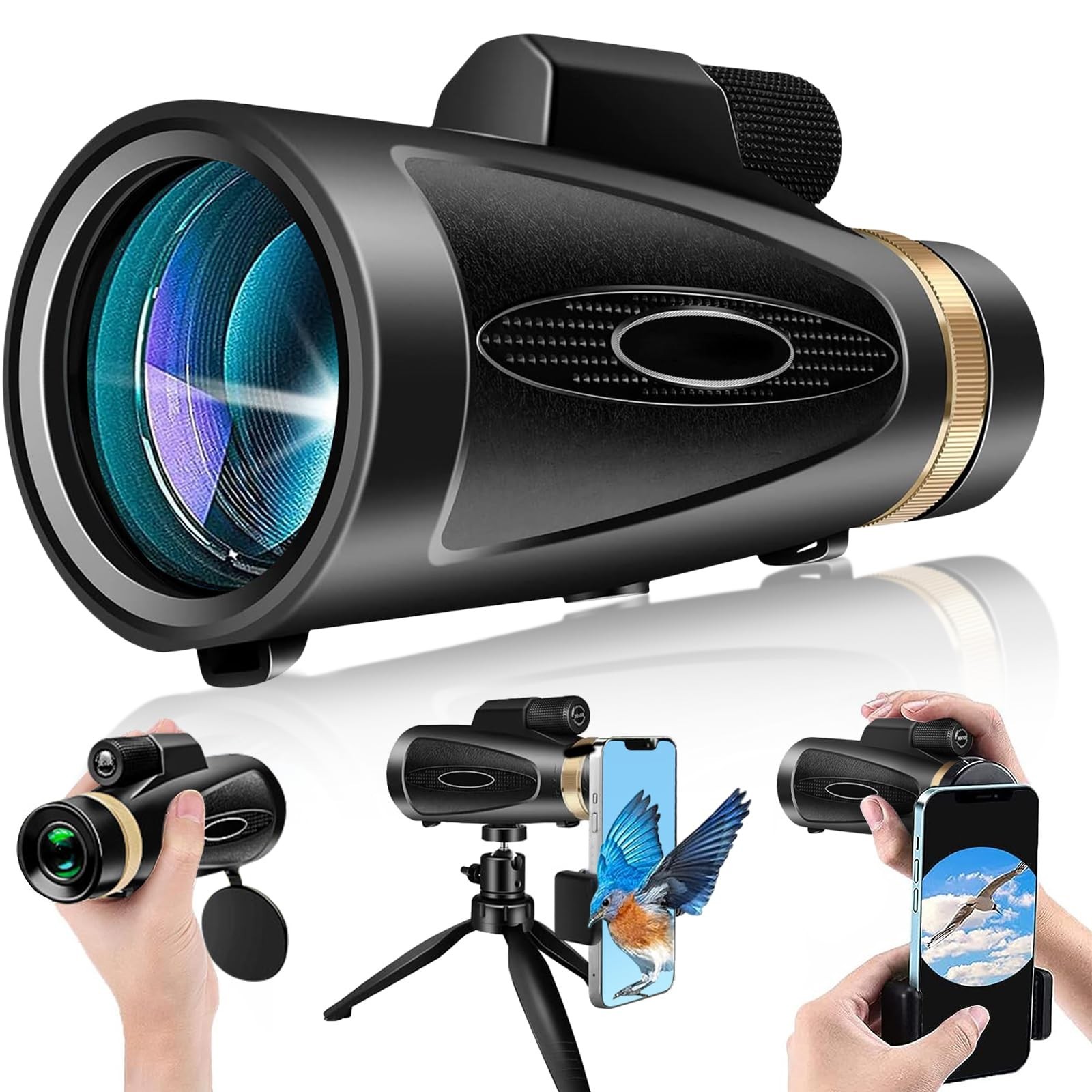 Monocular Telescope 80x100 HD Monoculars for Adults with Tripod & Phone Adapt...