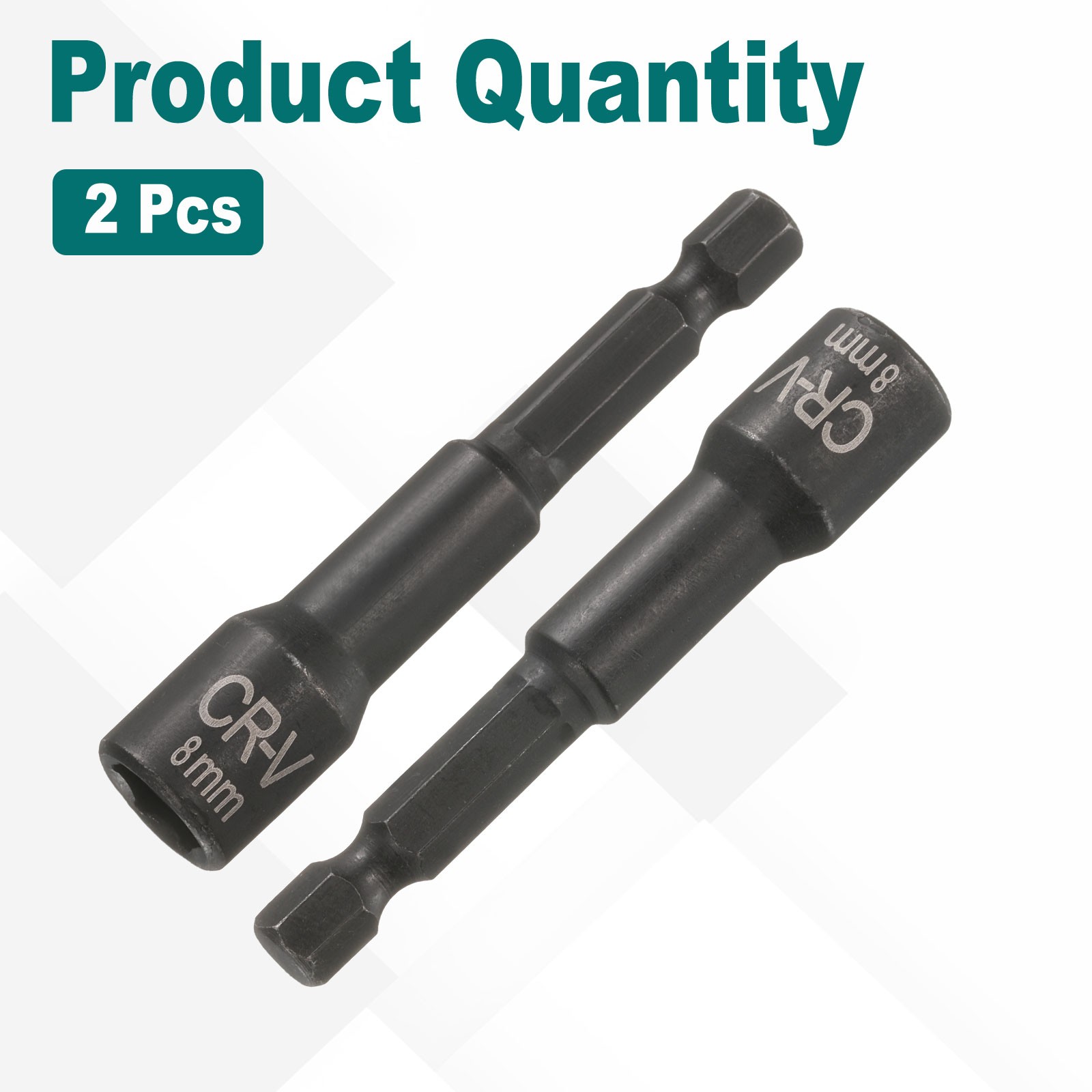 1/4" Hex Magnetic Nut 8mm Socket Wrench 65mm Black 2pcs