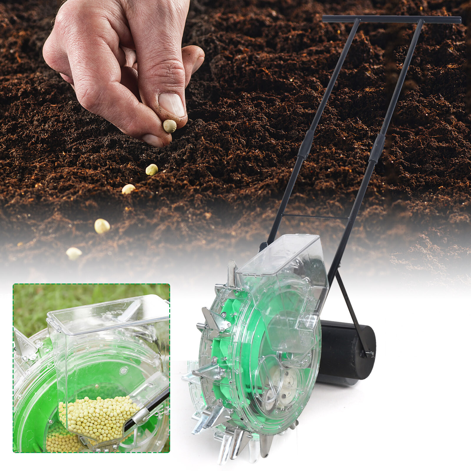 Hand-push Roller Seeder Peanut Corn Fertilizer Applicator Manual Seeding Tool US