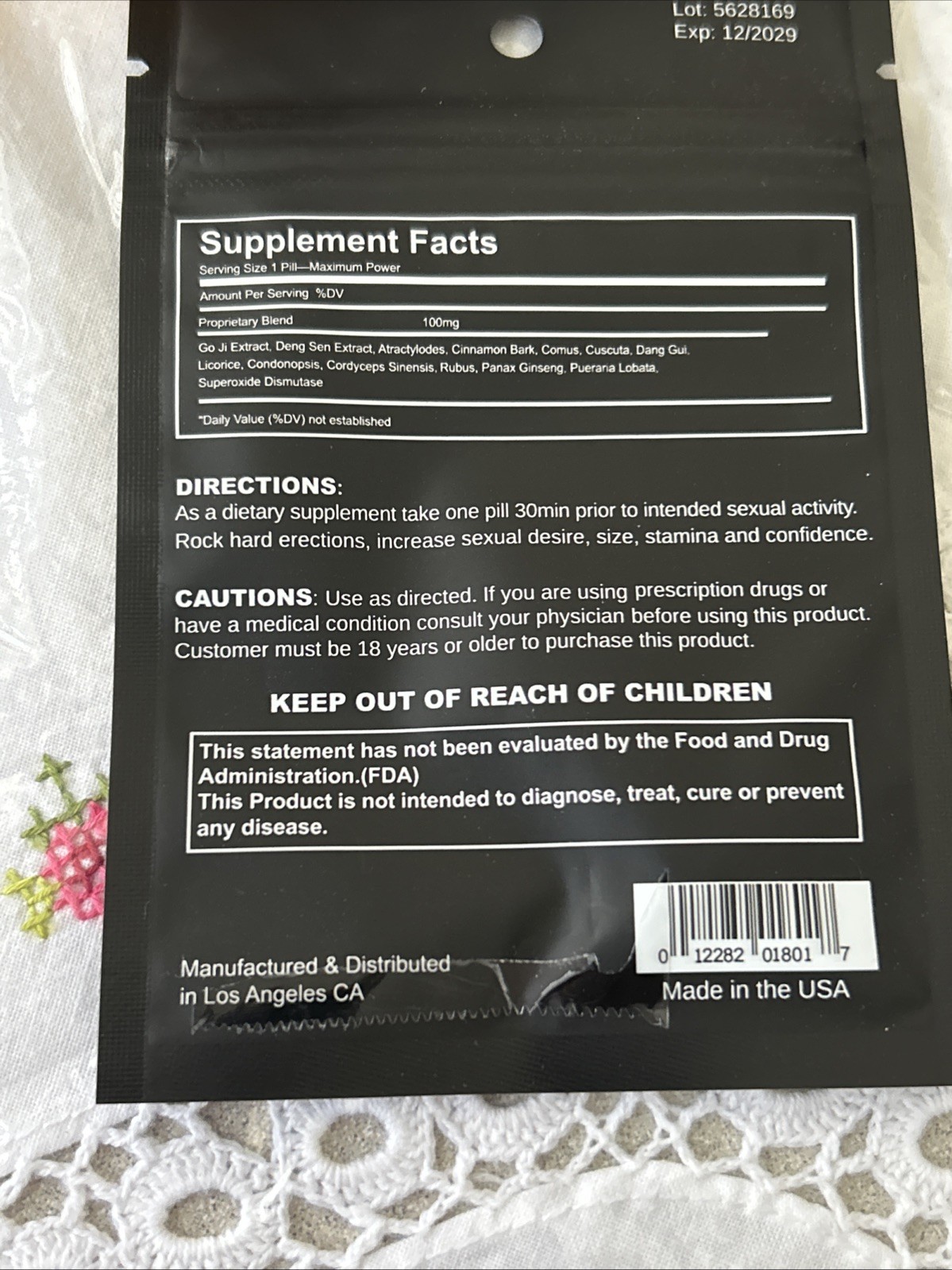 Stiff Original Male Enhancement Supplement One Per Pack