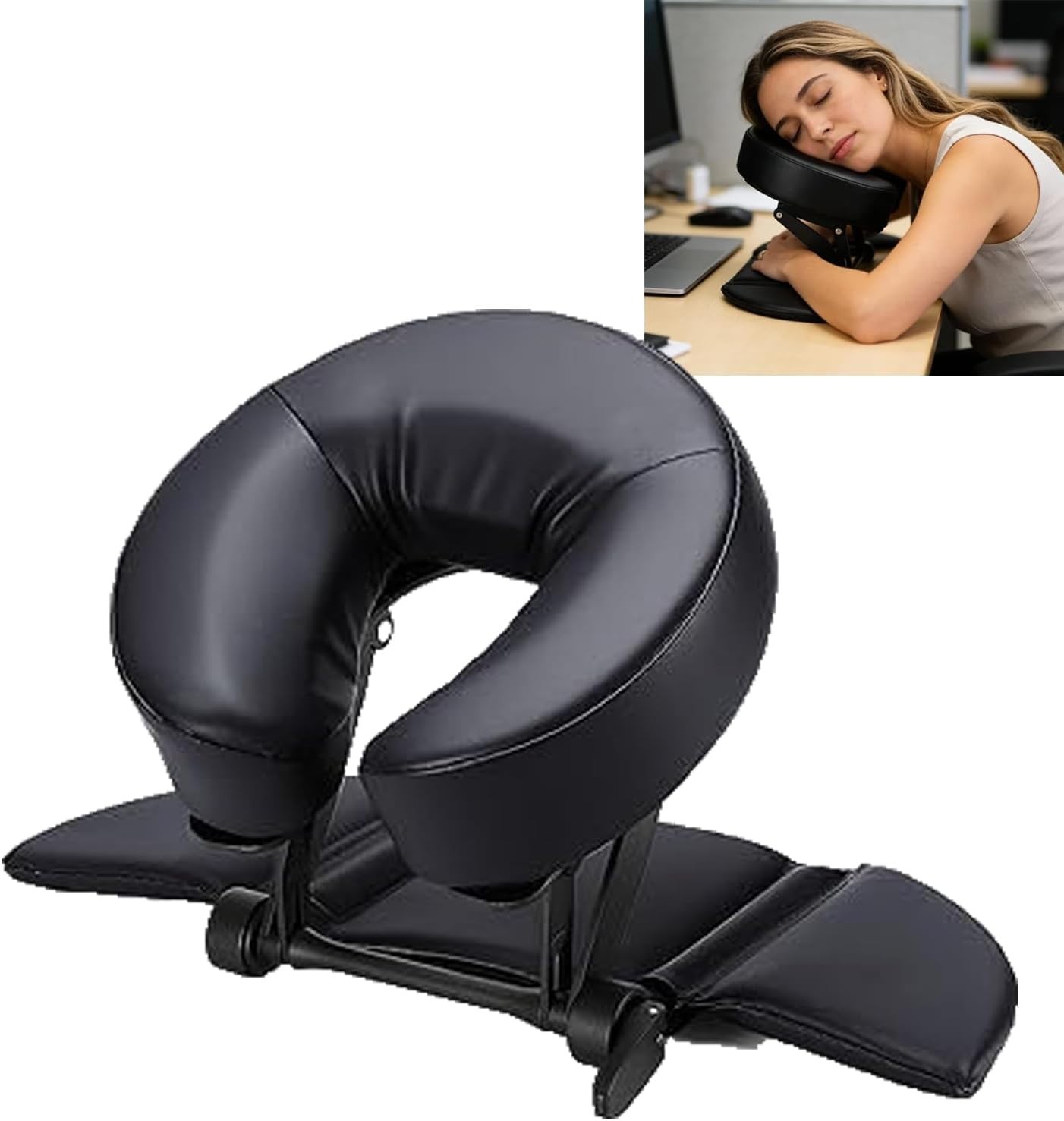 Face Down Tabletop Massage Kit Adjustable Face Cradle and Arm Rest Pad Black