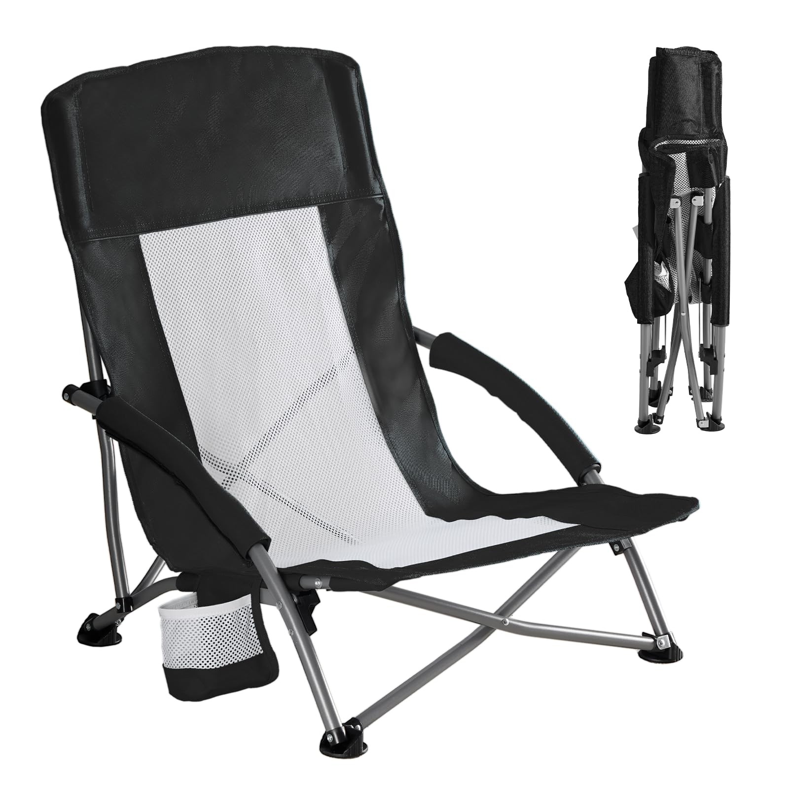 DUMOS Low Beach Chair for Adults, Lightweight Folding Portable Beach Chair wi...