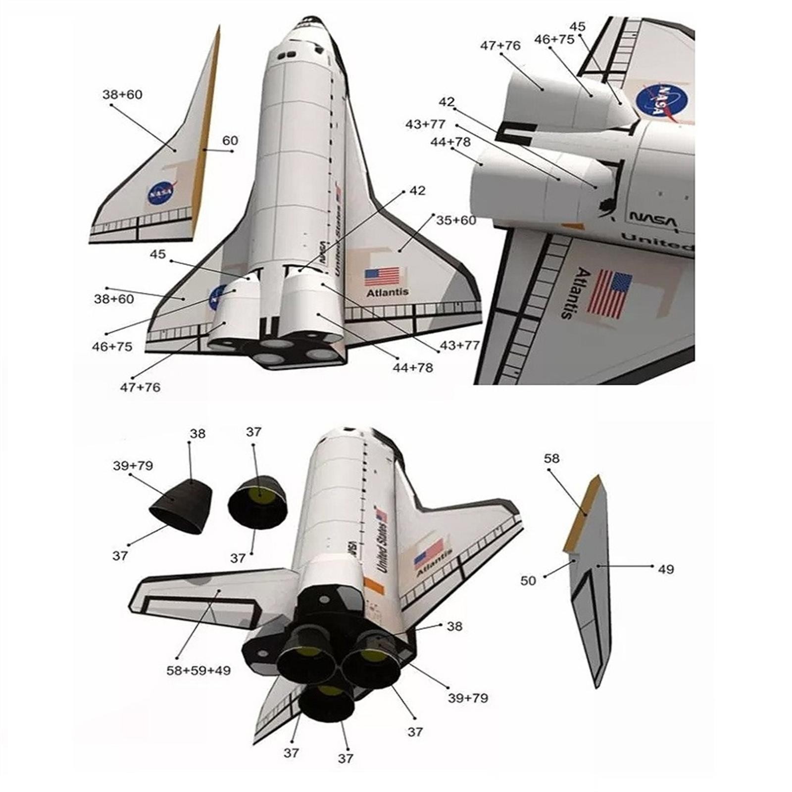 Paper Model 1: 150 Space Shuttle Atlantis Handmade Space Rocket DIY Handmade
