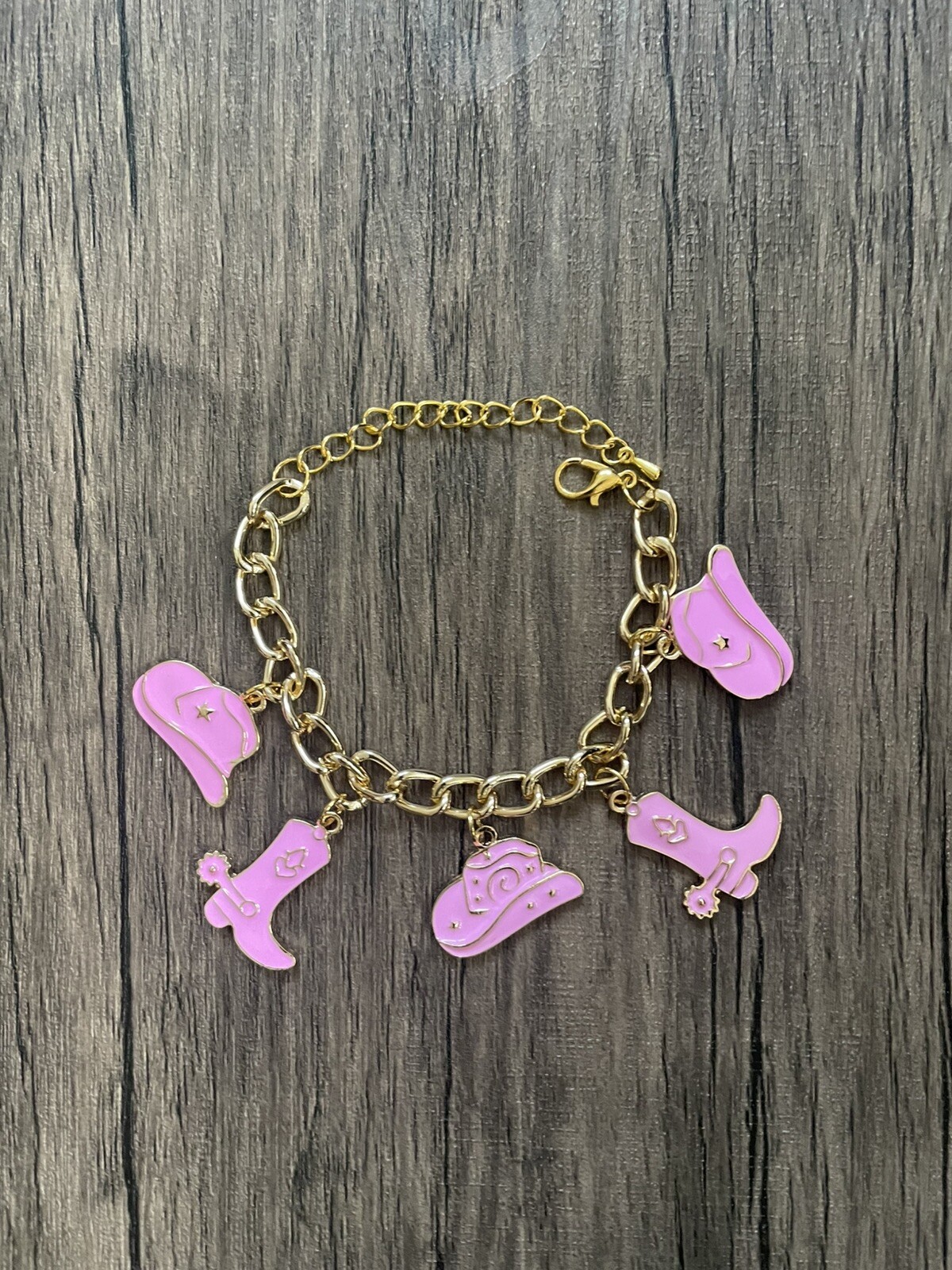 Handmade Pink Western Charm Bracelet