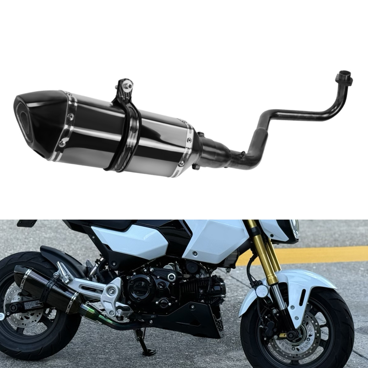 For 2026 Honda Grom SP Full Black Exhaust System Headers Bafflers Complete 1 Set
