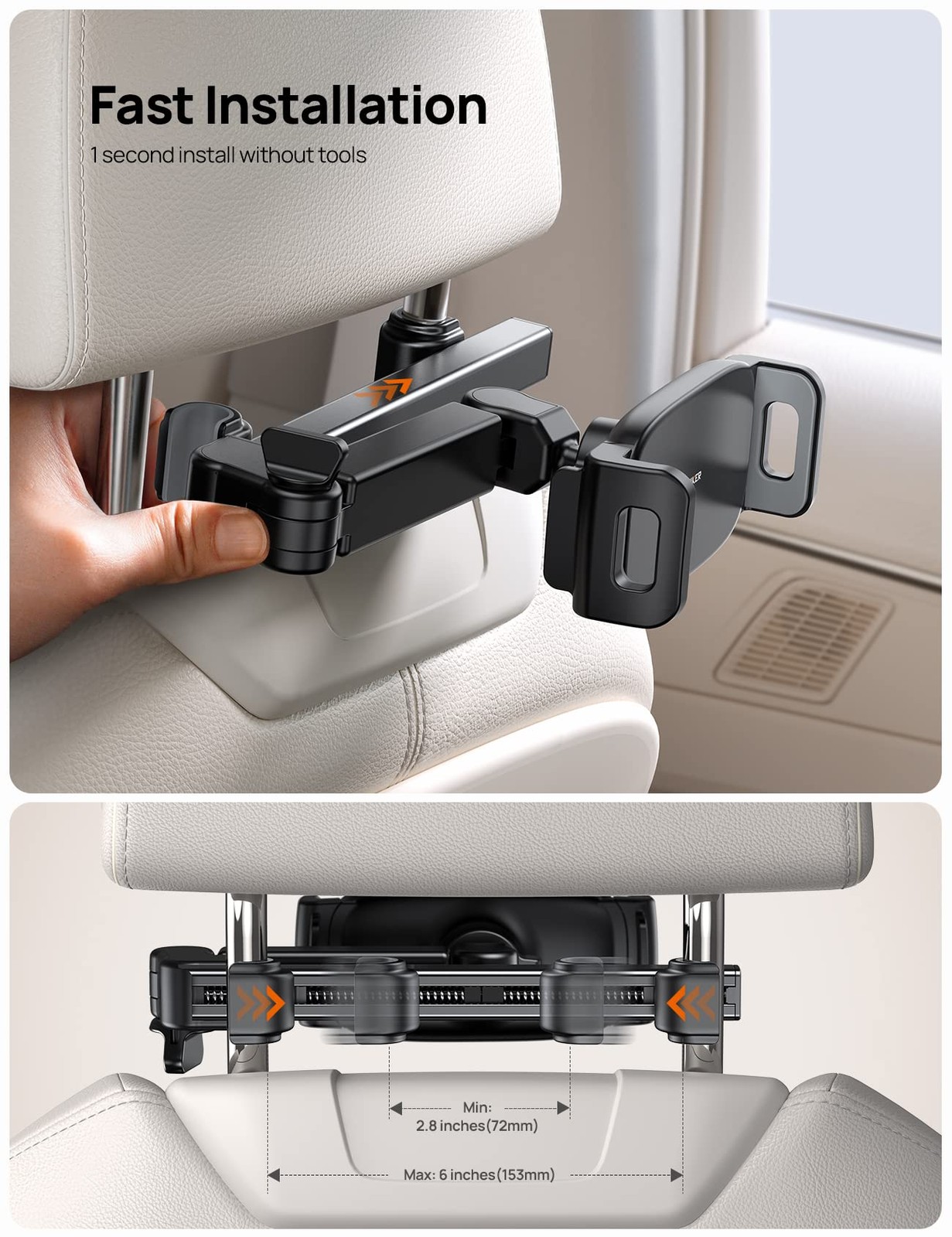 iPad Holder Car Headrest Stretchable Arm 2025 Adjustable Tablet Mount for Ca...