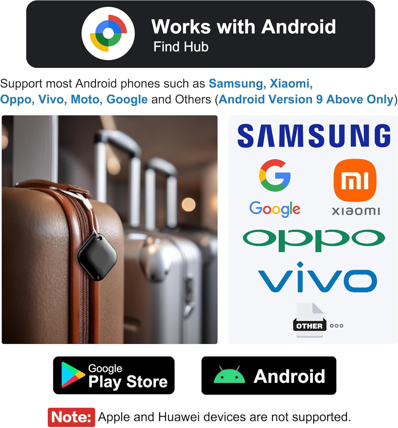 Air Tracker Tag for Android, Tags-4 Pack Luggage Tracker with 4 Case, Works via