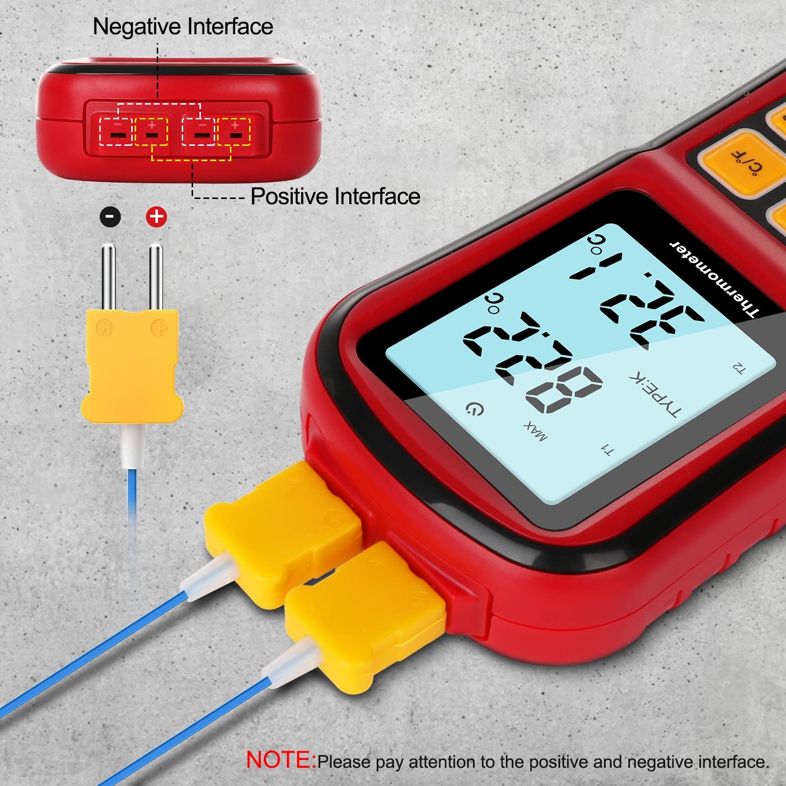 Leaton Digital Thermometer Dual Channel Temperature Red
