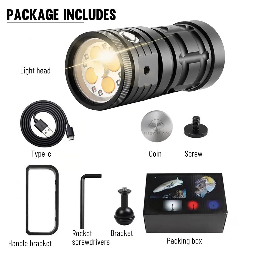 Special Strong Light Flashlight Diving Underwater Diving Photography Light