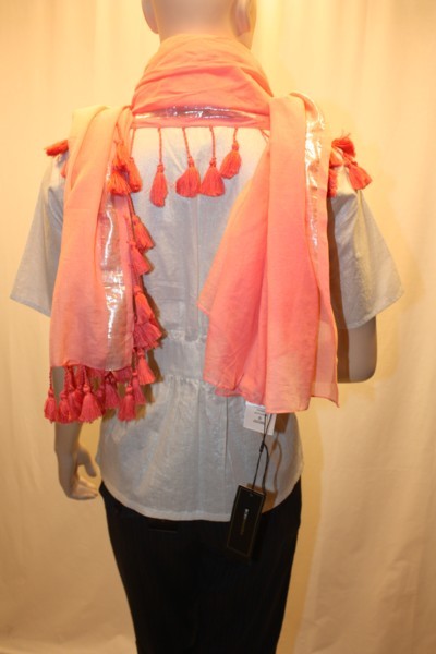 NEW BCBG MAXAZRIA SILK PINK TASSEL SCARF SIZE OS