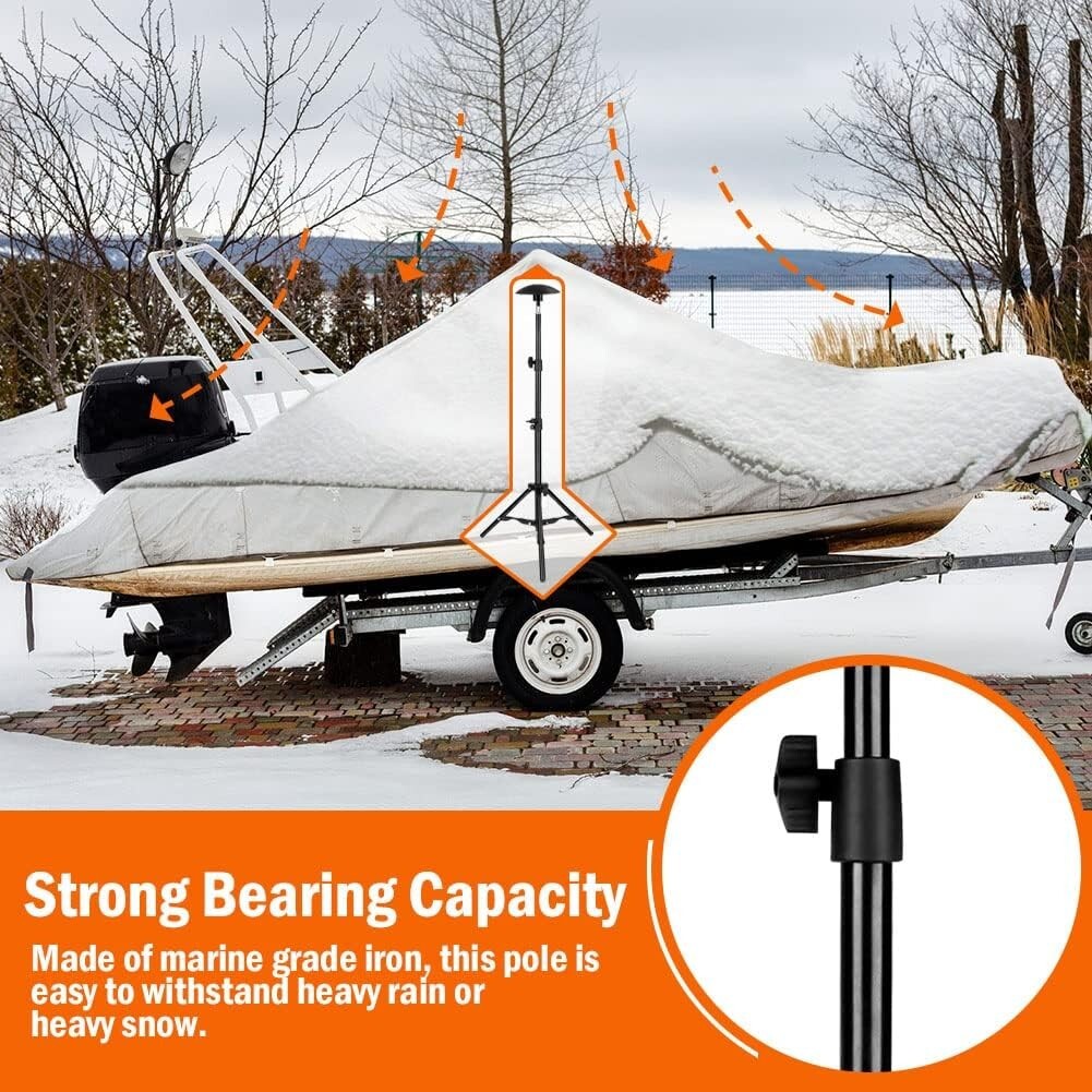 iCOVER Iron Alloy Boat Cover Support Pole,Height Adjustable with Tripod Base