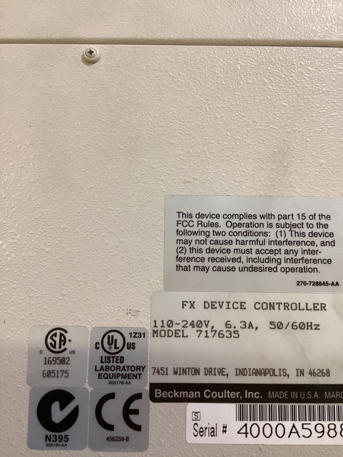 Beckman Coulter 717635 FX Device Controller 110-240V