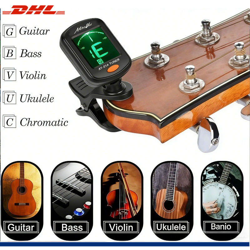 LCD Clip-on Chromatic Electric Acoustic Guitar Bass Ukulele Banjo Violin Tuner