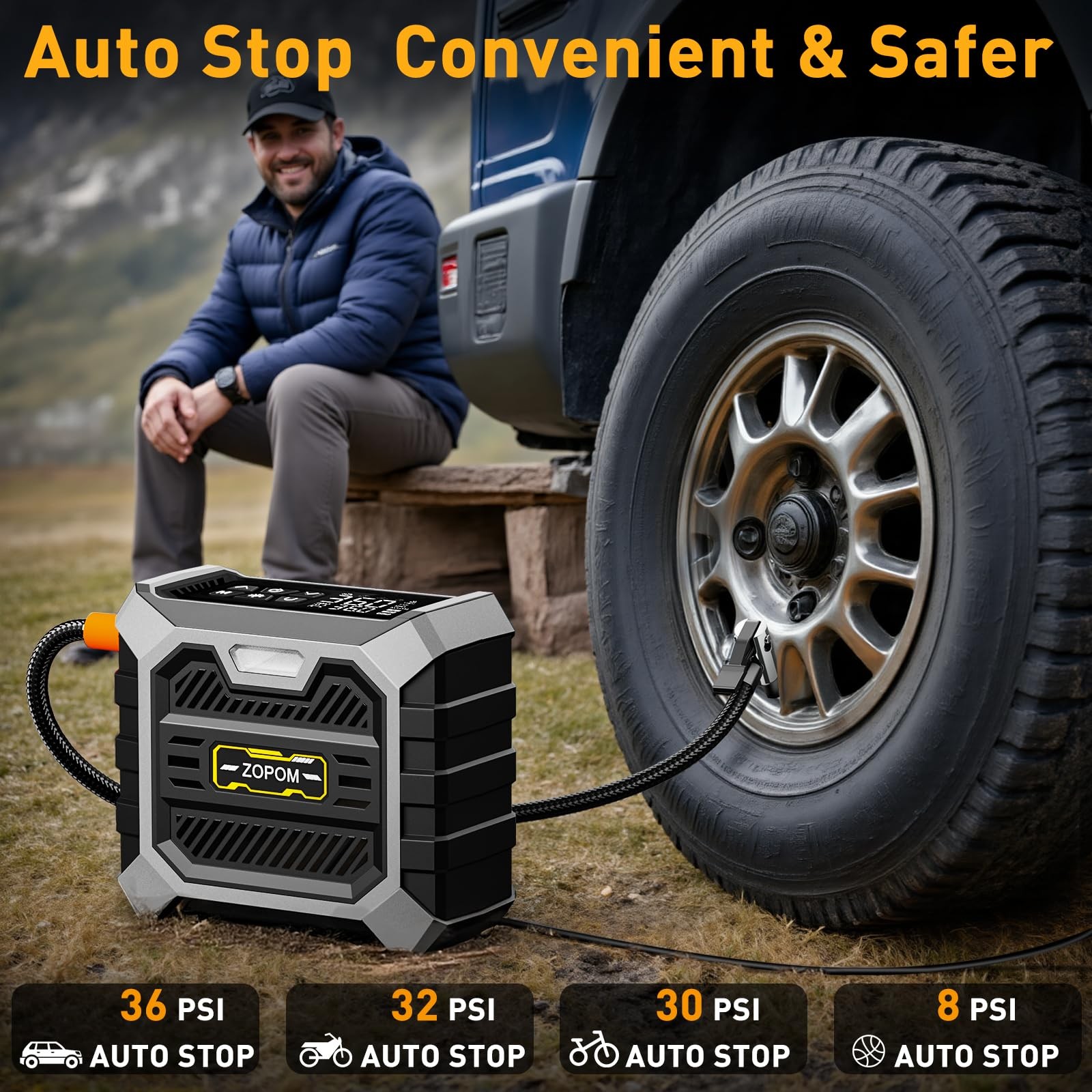 Tire Inflator Portable Air Compressor DC 12V Air Compressor Portable with Dig...