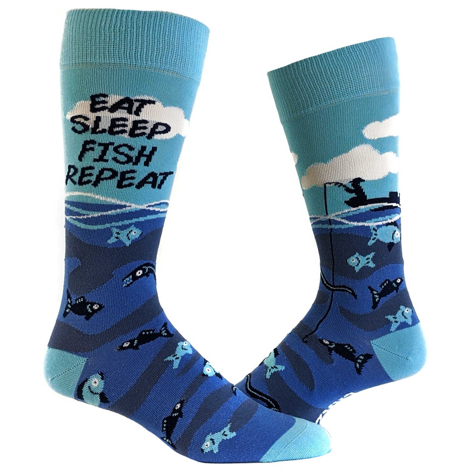 Mens Eat Sleep Fish Repeat Socks Funny Cool Novelty Fishing Crazy Gift Idea for