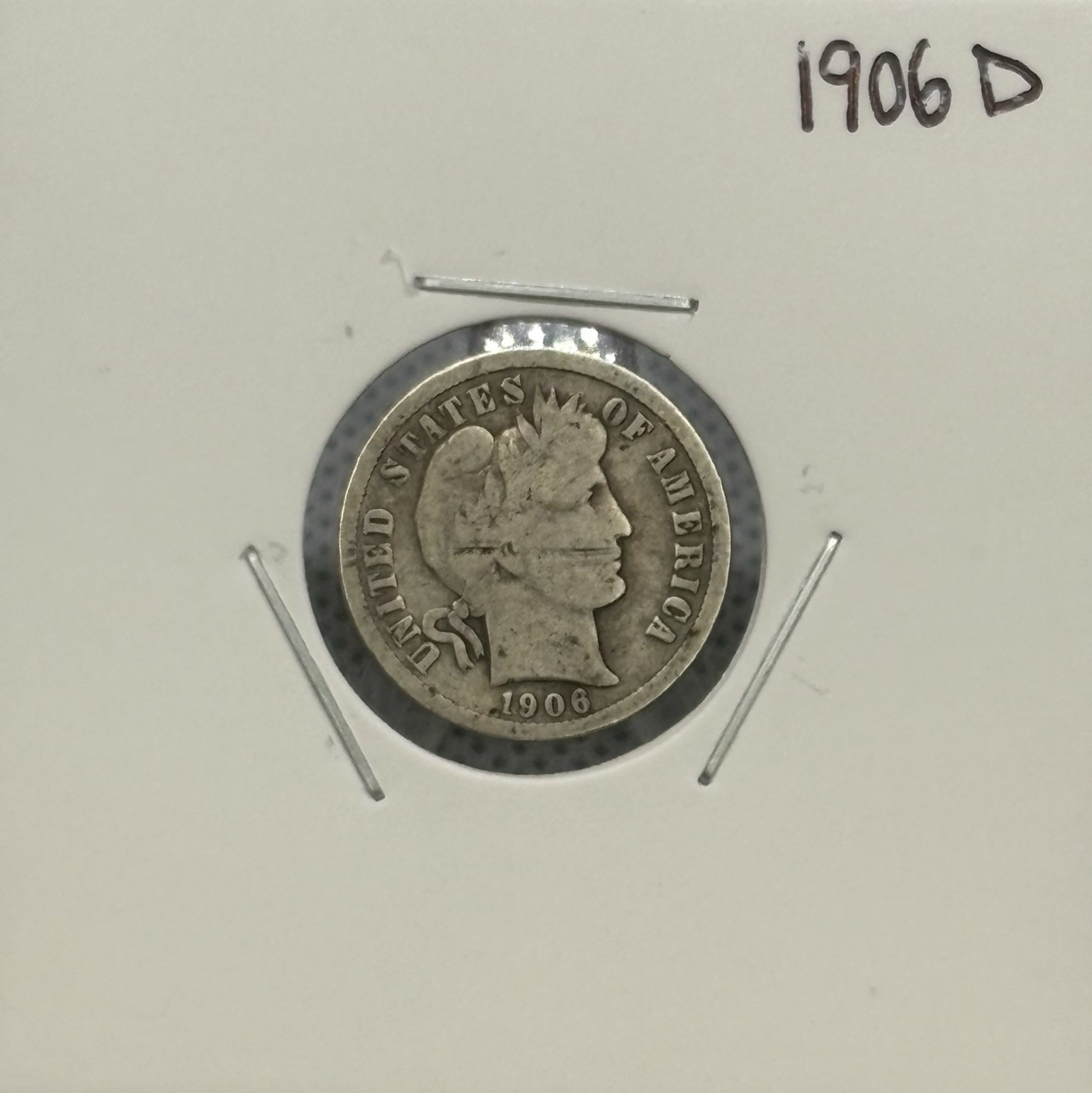1906 D Barber Dime, 90% Silver, Good Condition, Very Low Mintage! 🔥
