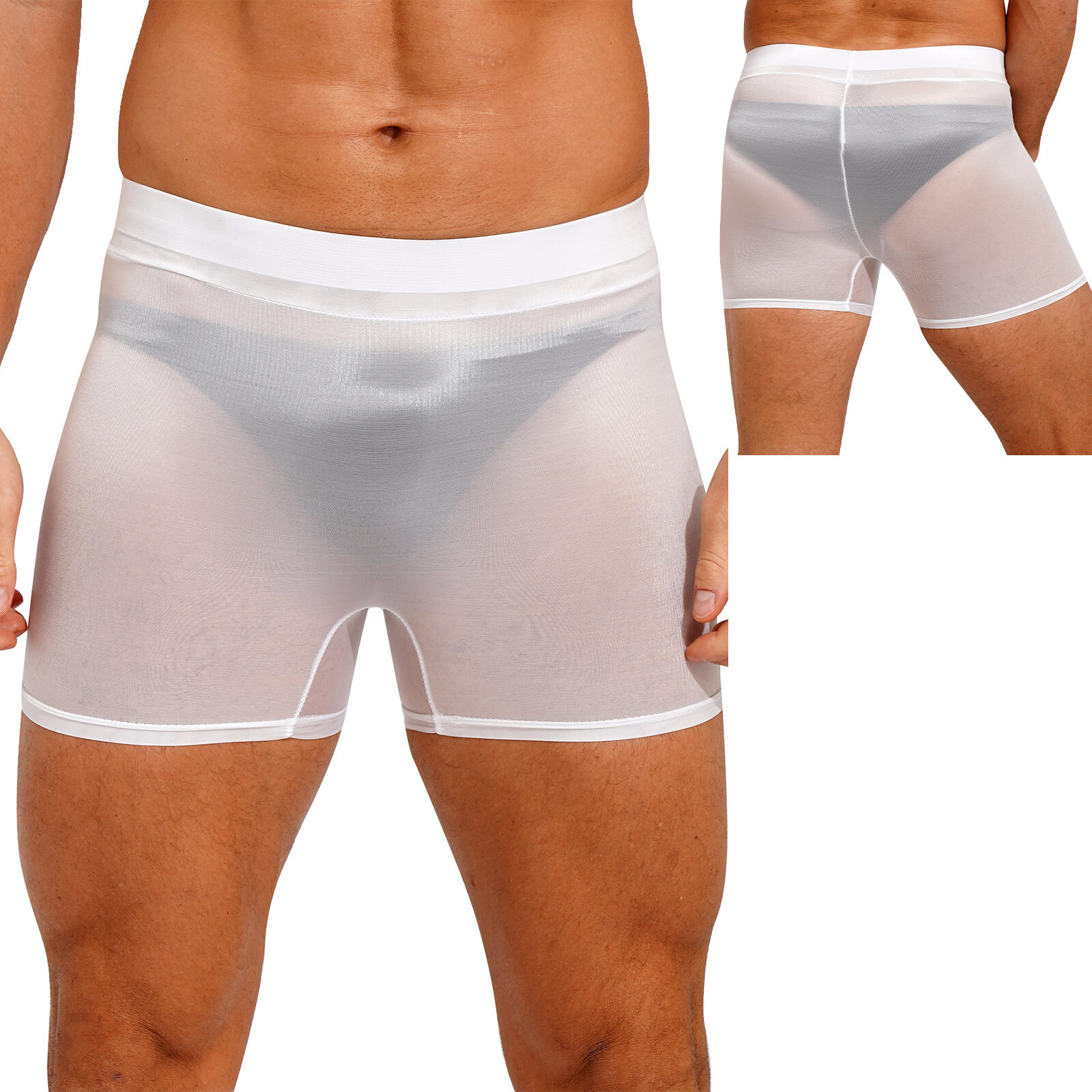 Men Boxer Shorts See-through See-through Shorts Stretchy Low Rise Short Pants