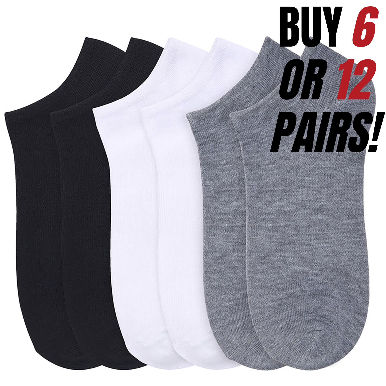 6-12 Pairs Men's Women's No Show Socks Athletic Ankle Low Cut Breathable 9-11 10
