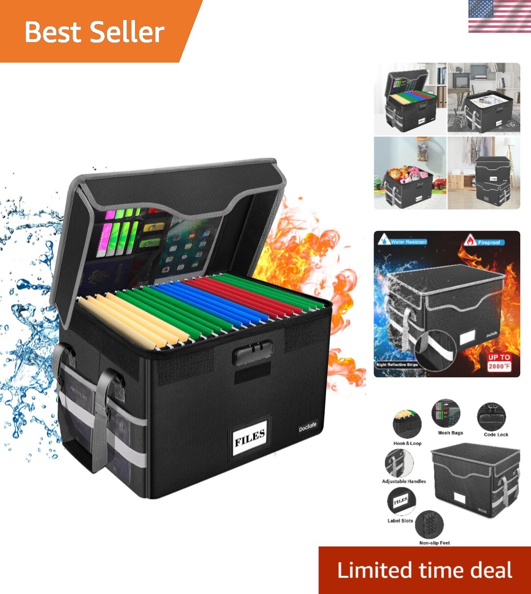 Waterproof and Dustproof Fiile Box with Lock - Collapsible Storage Solution