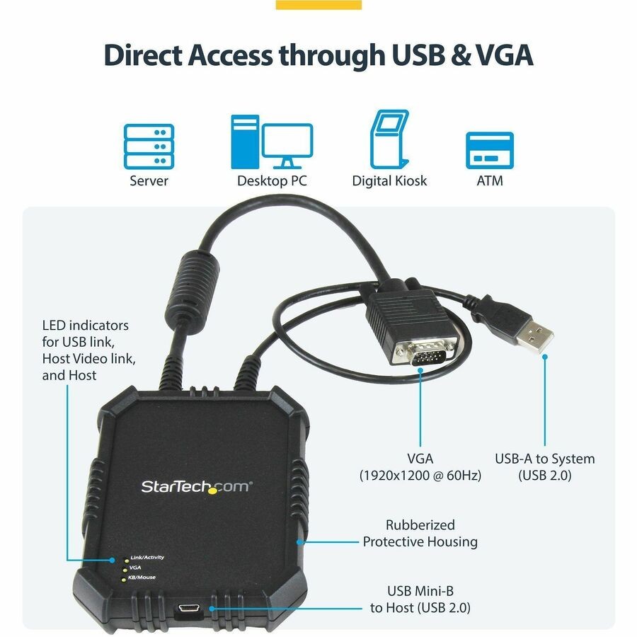 Startech NOTECONS02X KVM Console USB VGA Rugged Adapter