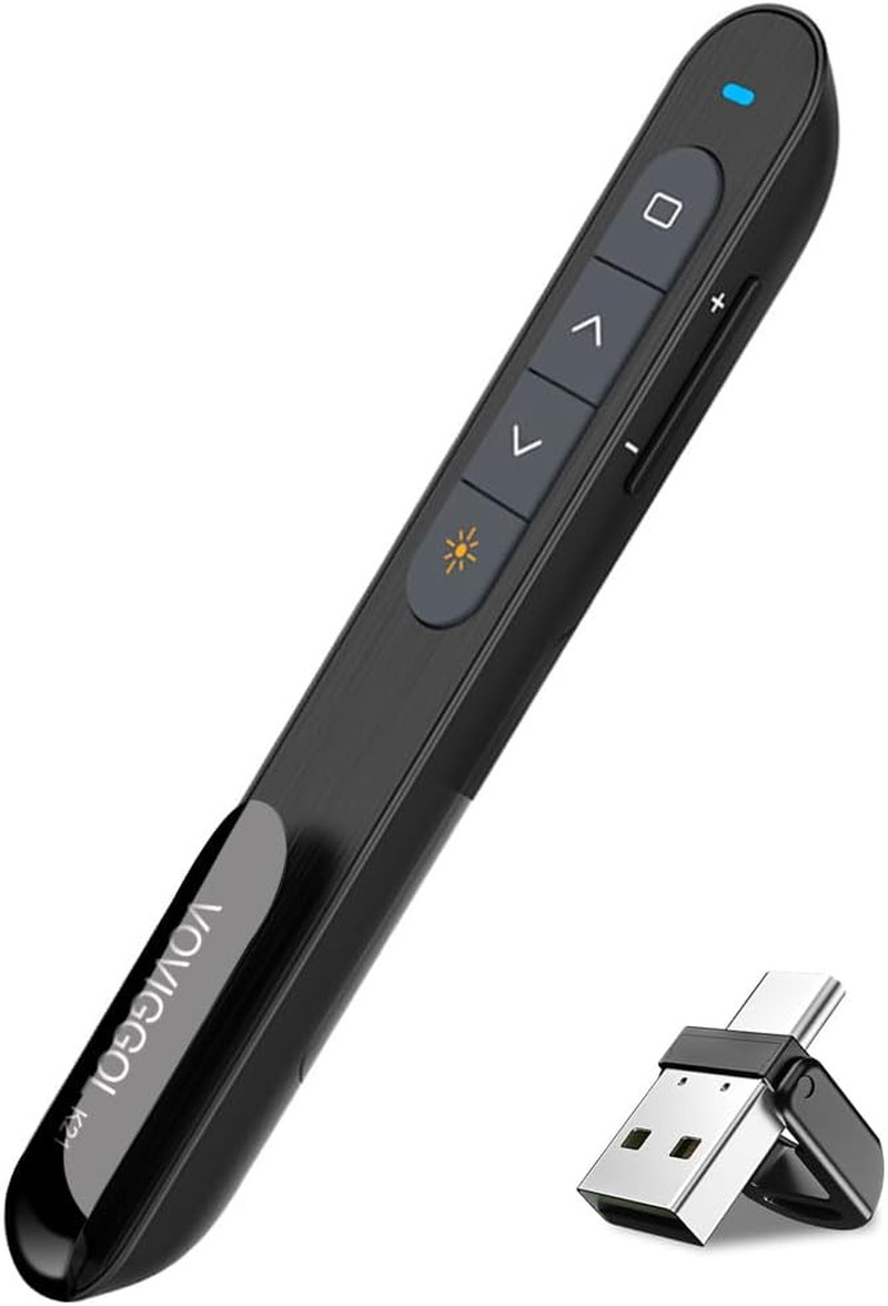 VOVIGGOL Usb/Type-C 2 in 1 Presentation Clicker for Powerpoint, Hyperlink Volume