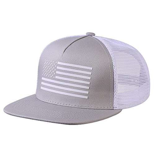 Baseball Cap, Snapback Trucker Hat for Men & Women with One Size Gray/White