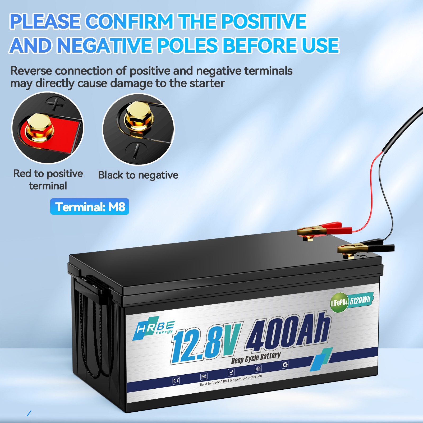 12V 400Ah LiFePO4 Lithium Battery 5120Wh 200A BMS RV Boat Off-grid-refurbished