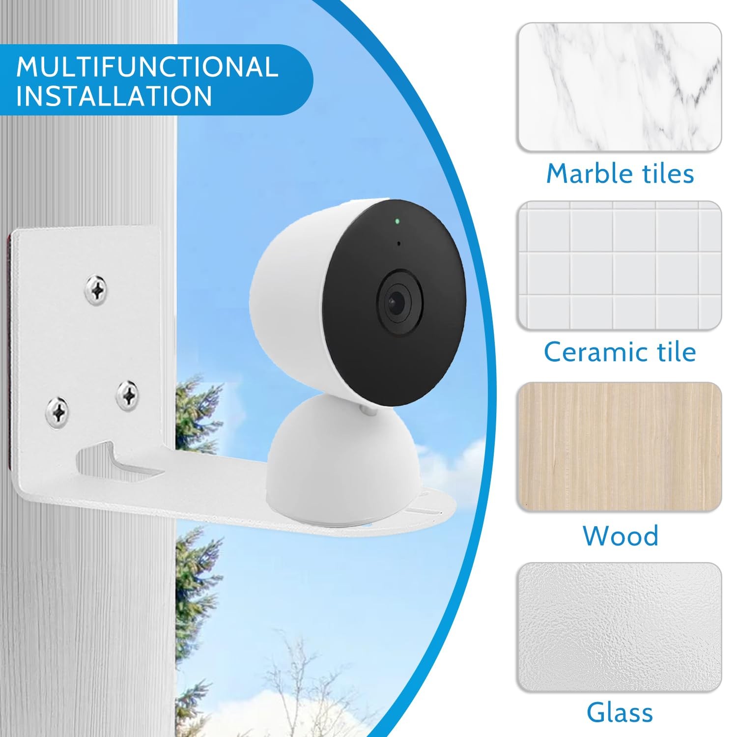 Google Nest Cam Indoor Security Camera Wall Mount Bracket 2 Pack Adhesive