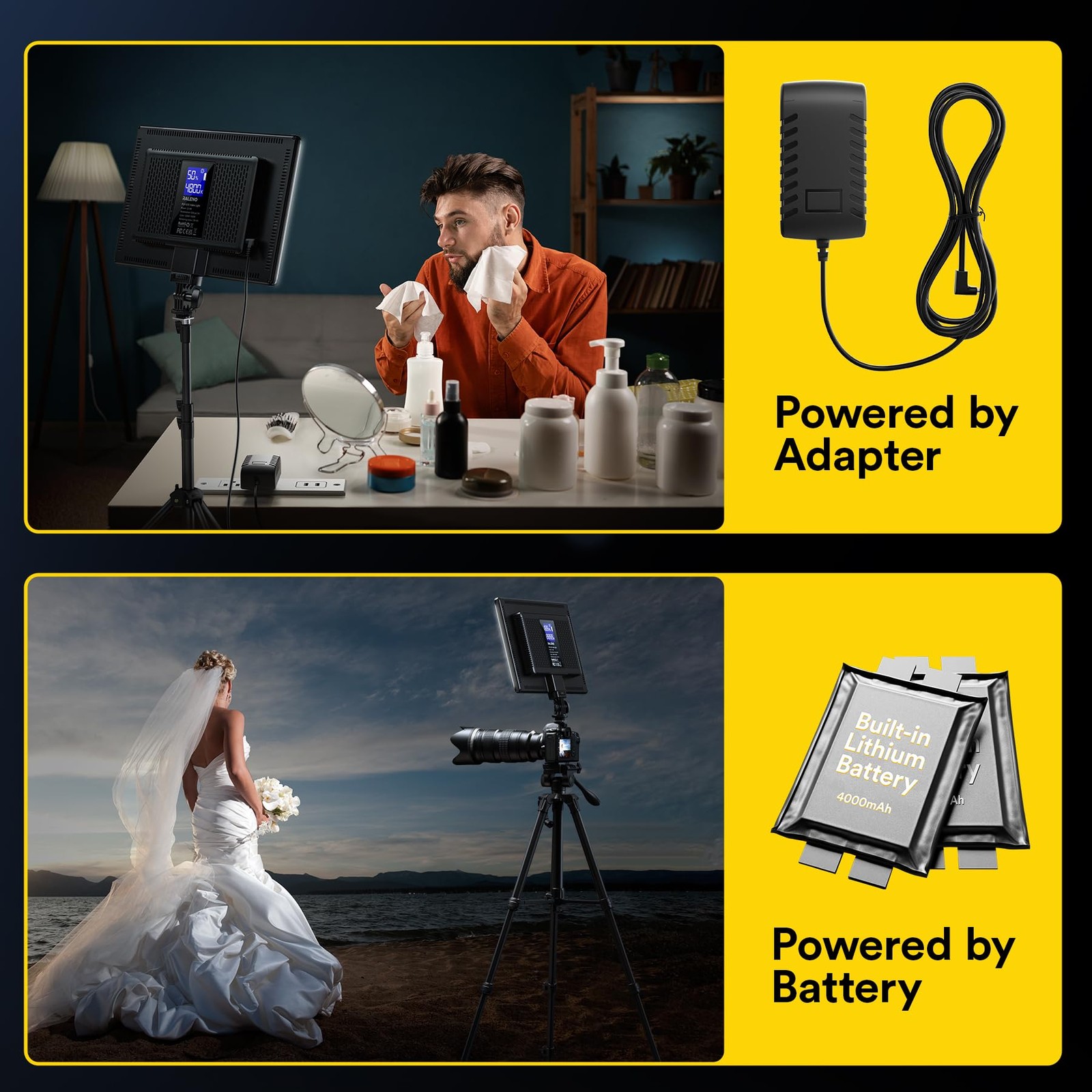 19.5W LED Video Soft Light Panel, 650Lux/m 13" Camera Panel Light Built-in 80...