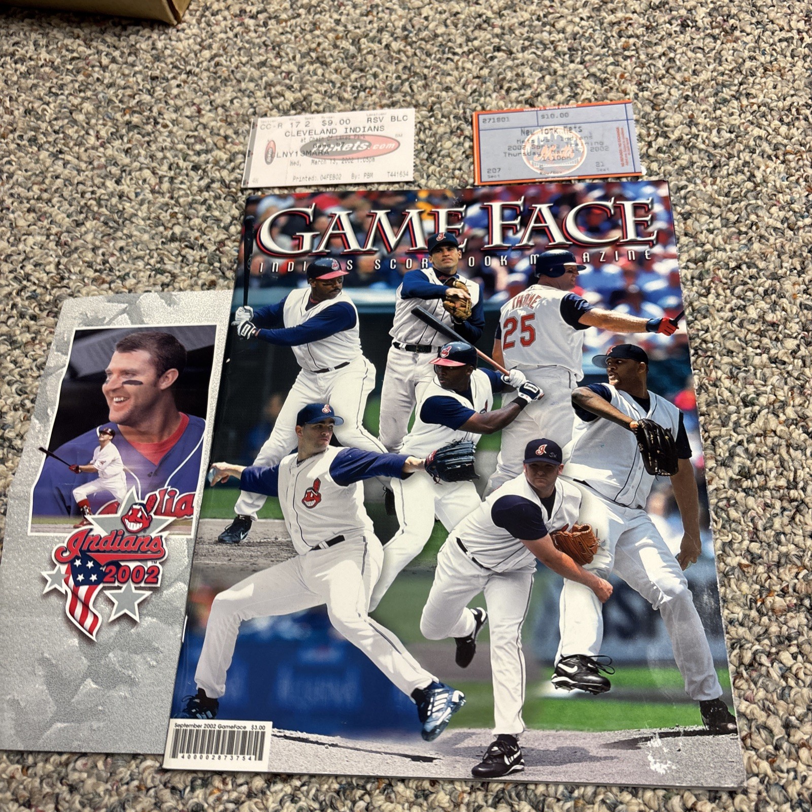 cleveland indians Game Face Program  2002 With Brochure & Tickets, Thome, CC