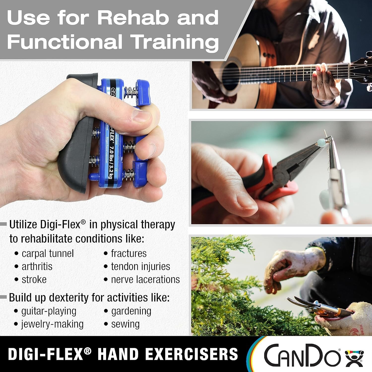 Portable Digi-Flex Finger and Hand Training Device for Rehab & Flexibility