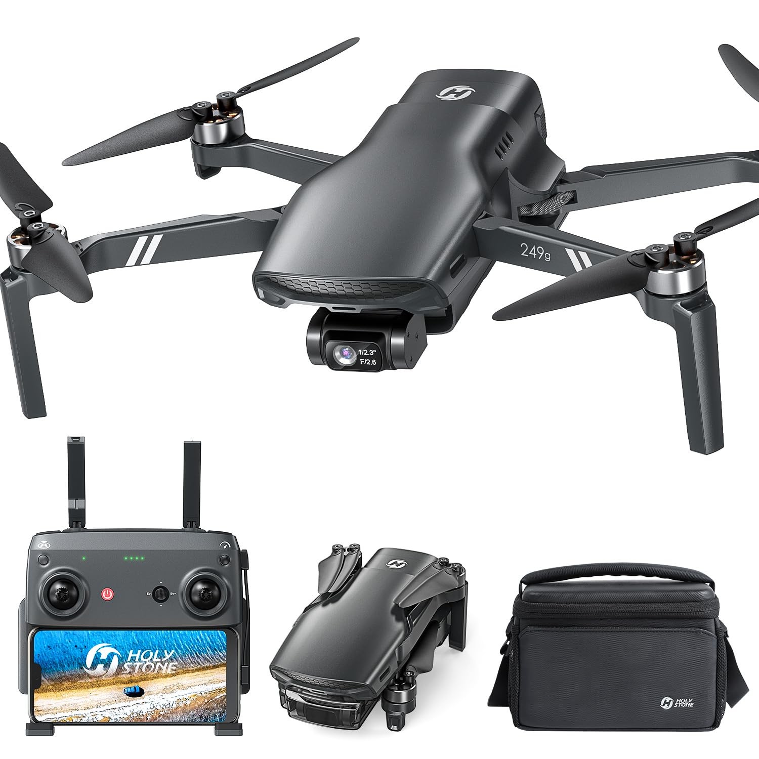 Holy Stone HS900 Drone with Camera for Adults, 3-Axis Black Standard Kit
