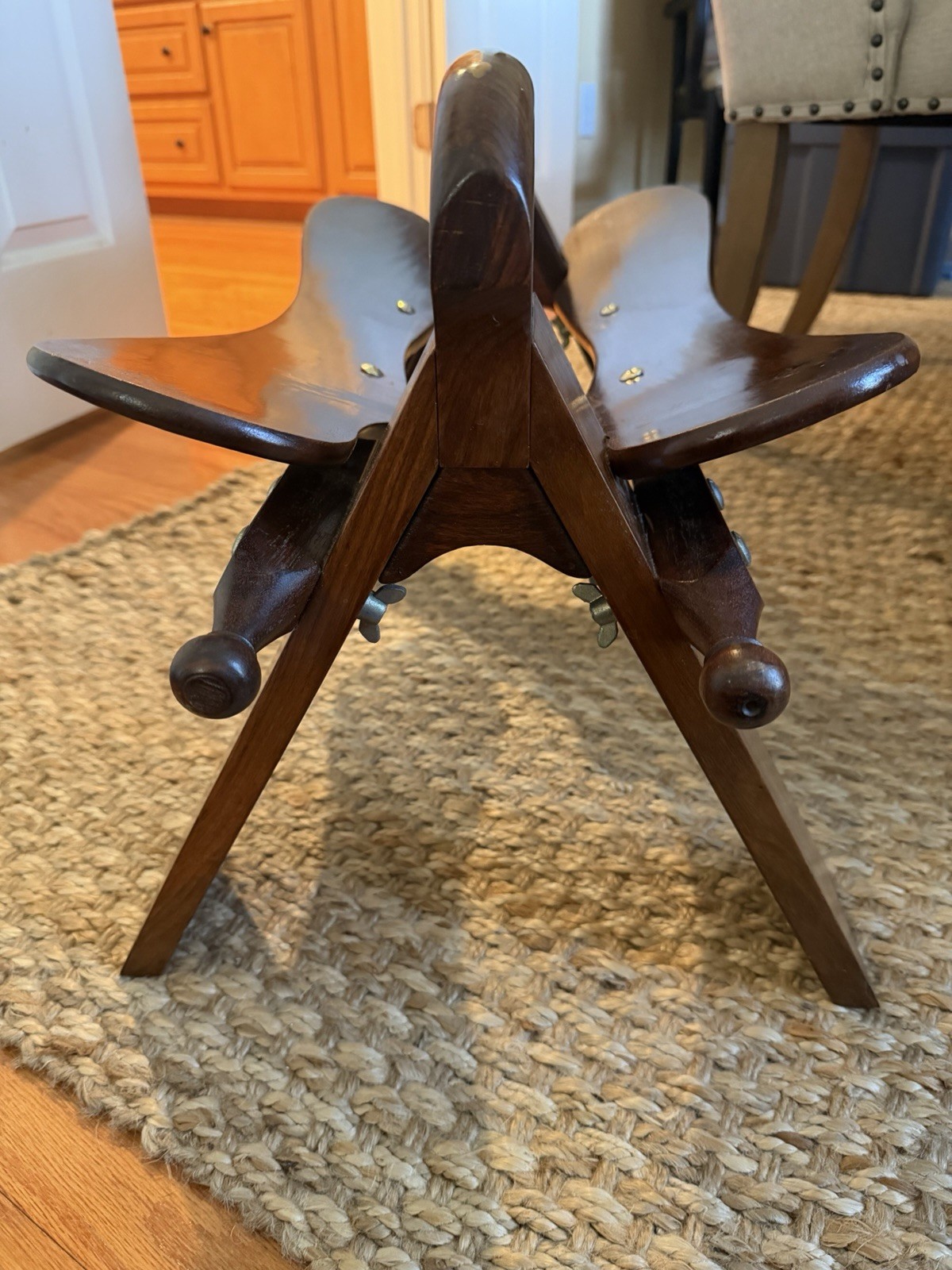 Vintage Camel Saddle Stool Ottoman Leather & Wood w/ Handles – Moroccan Style