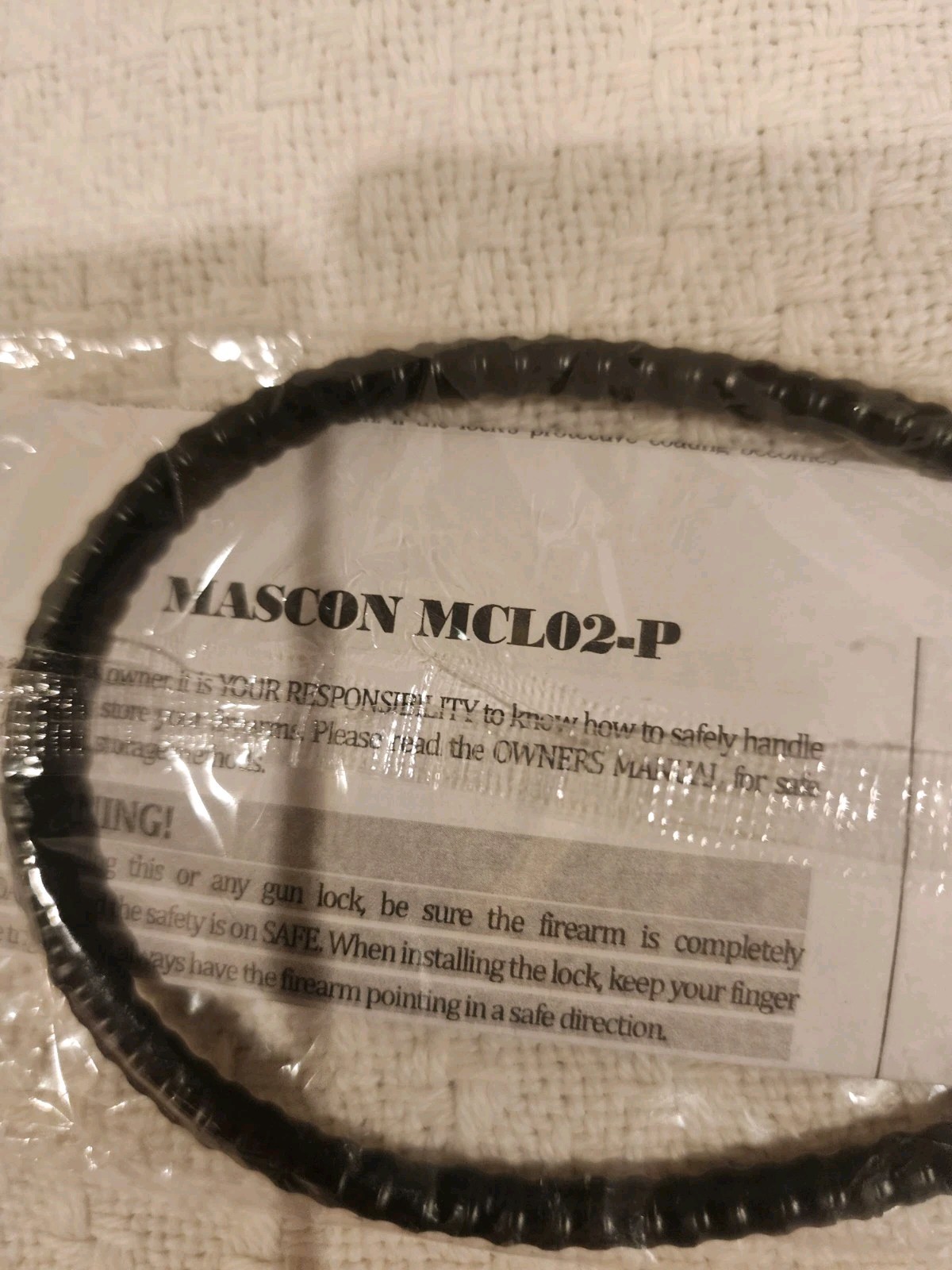 Mascon Black MCL02-P Cable Gun Lock 2 Keys and Instructions