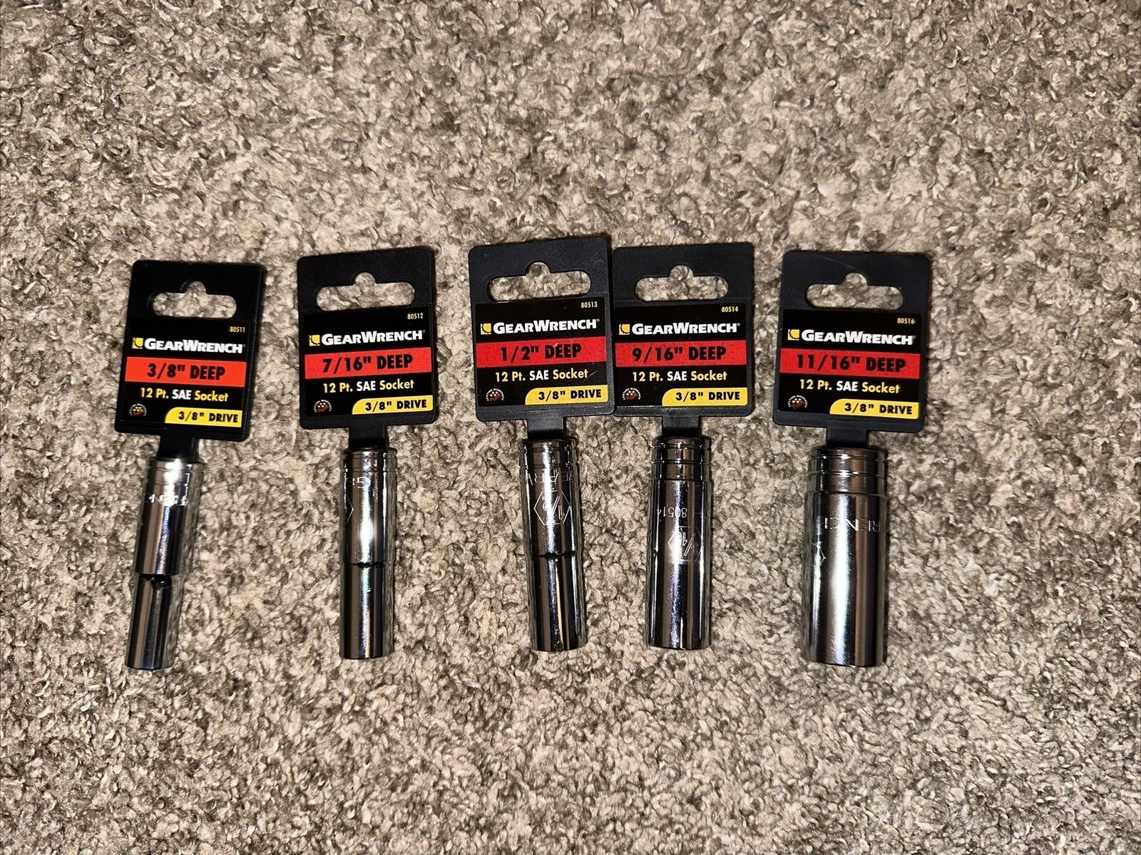 Gearwrench 3/8 Drive 12 Point SAE Deep Chrome Sockets