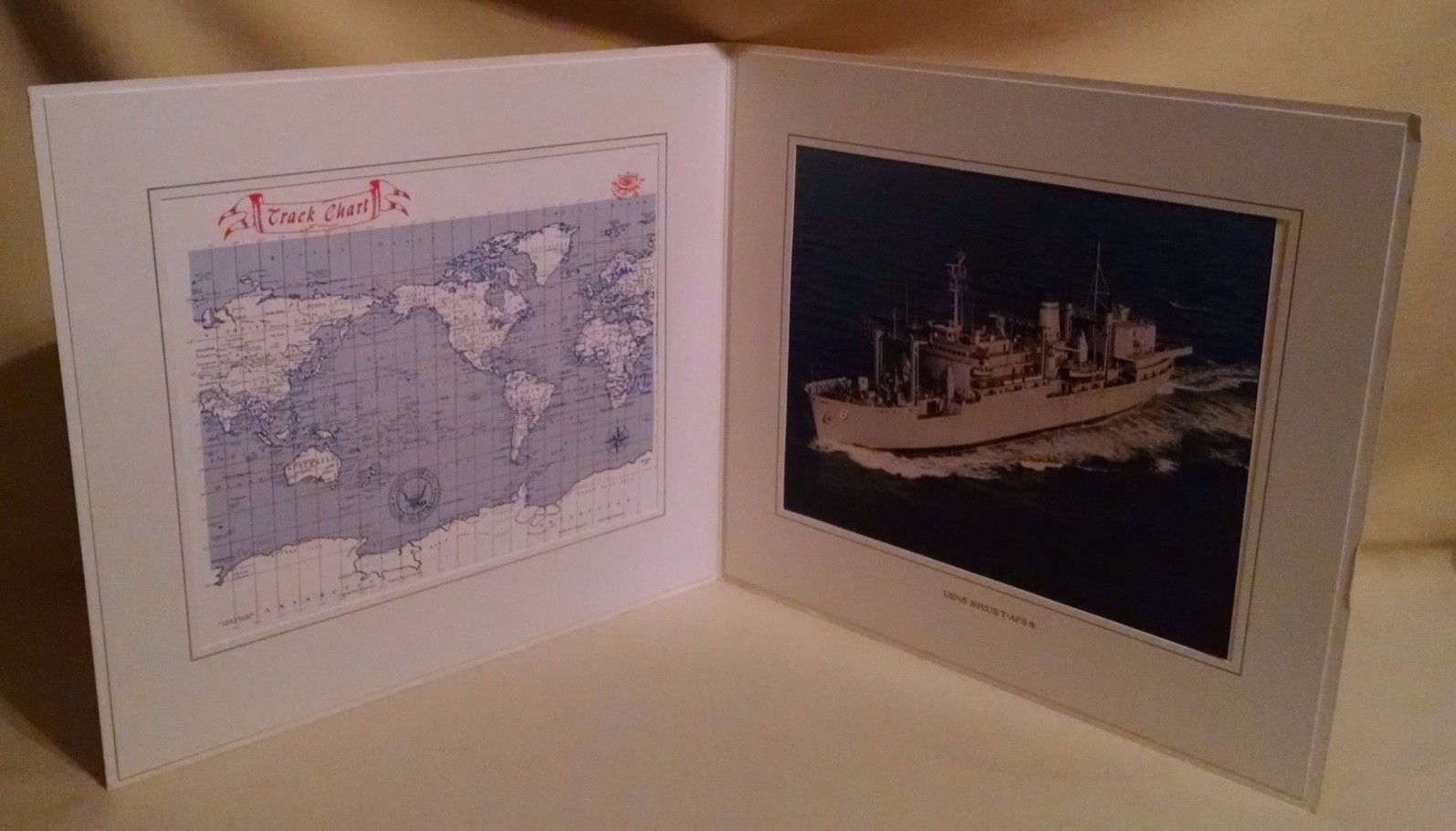 USNS SIRIUS T-AFS 8 TRACK CHART COLOR PICTURE PORTFOLIO NAVY MILITARY SEALIFT.