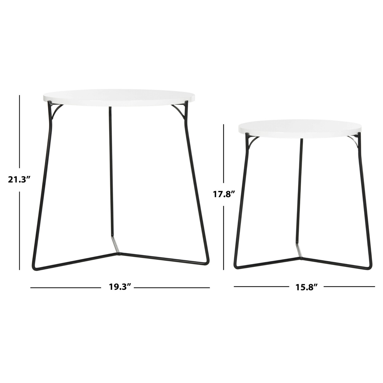SAFAVIEH Ryne Retro Mid-Century Lacquer Stacking End Table | White |