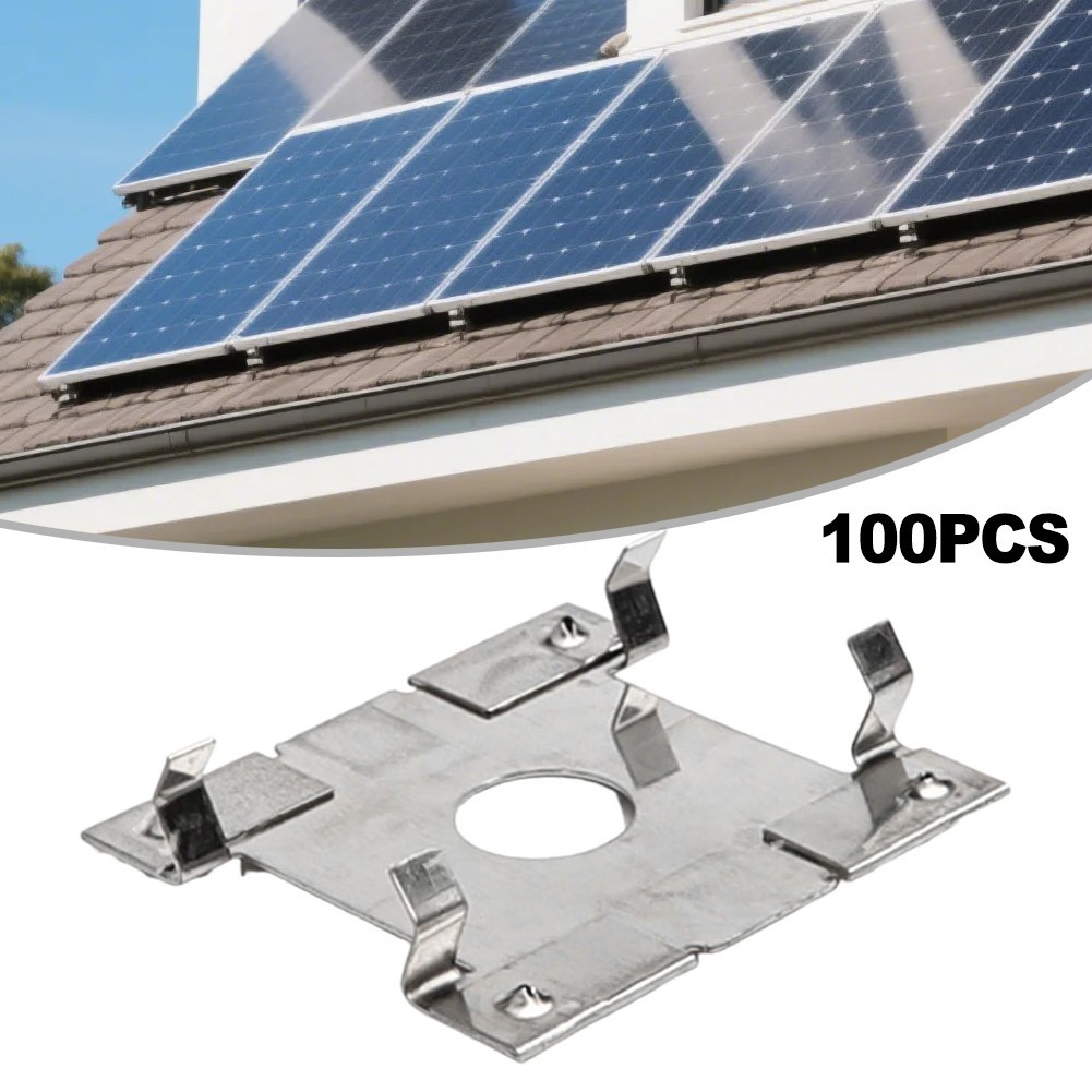 100pcs Grounding Conductive Sheet Gasket Solar Panel Cable Clamp Grounding Clip