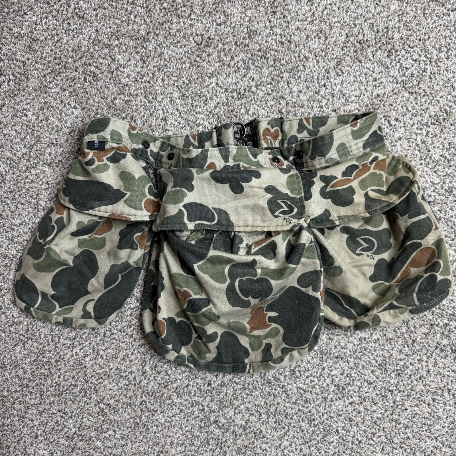 Vintage 90s 10X Duck Camo Hunting Pouch Size S/M 28-34 Waist Made in USA