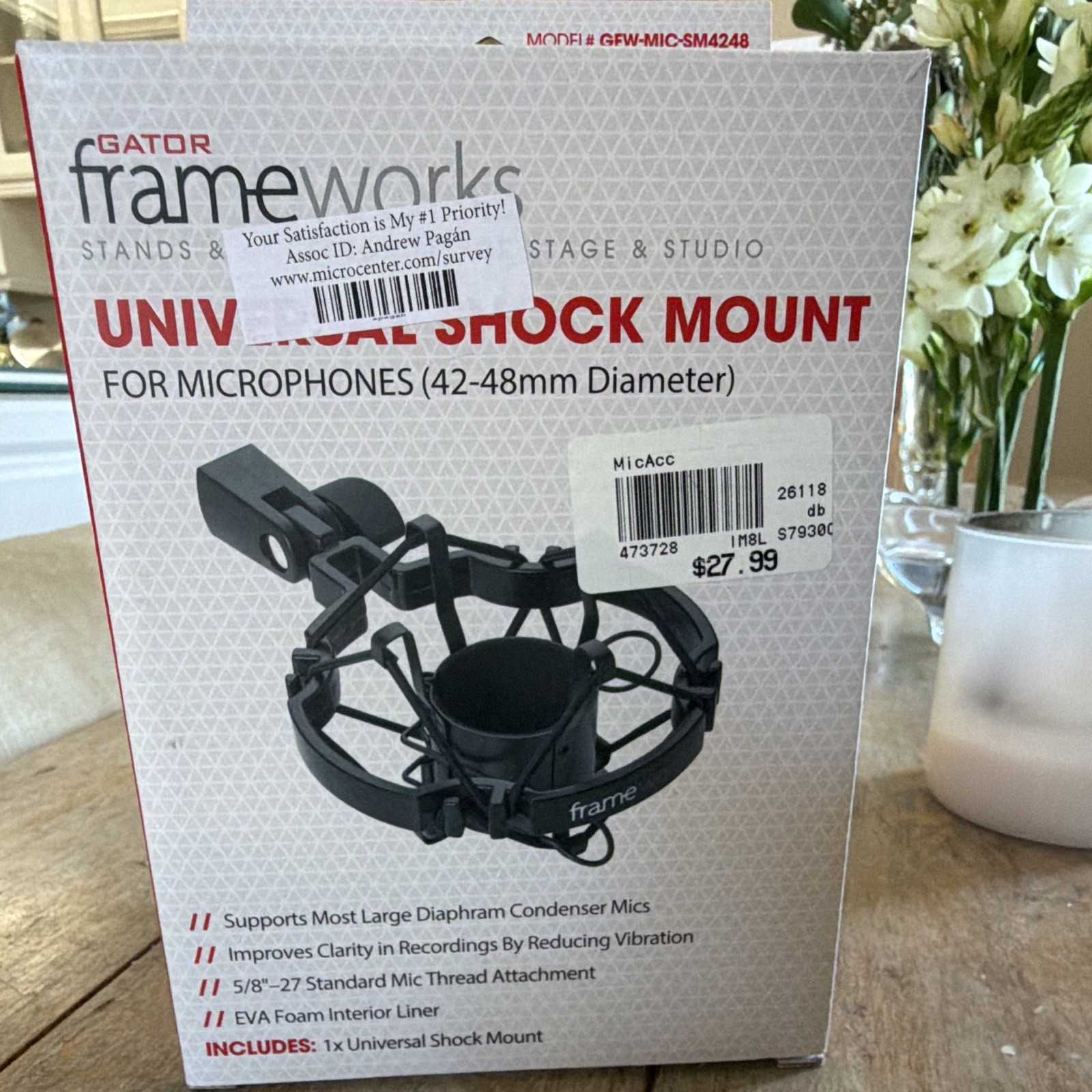 Gator Frameworks Shock-Absorbing Mic Shock Mount 42-48mm Black