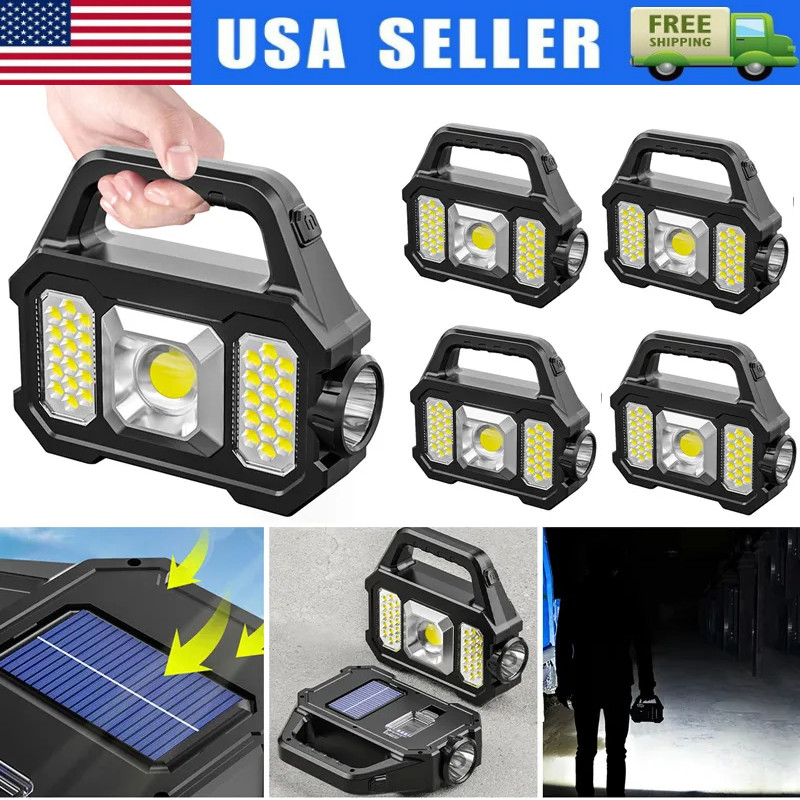 Solar Power LED Camping Lamp Flashlight Tent Light Lantern Rechargeable Battery